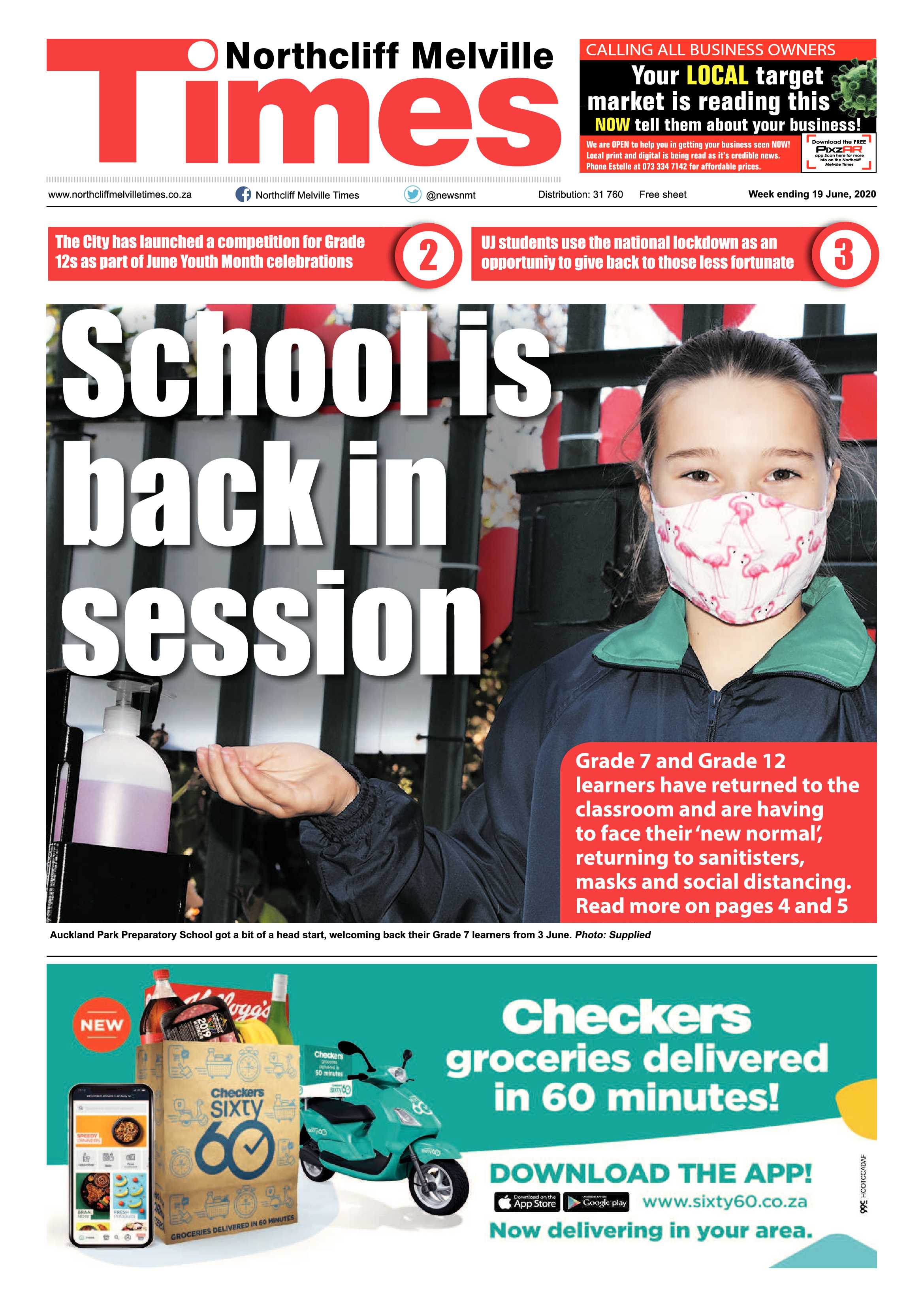 Northcliff Melville Times 19 June 2020 page 1