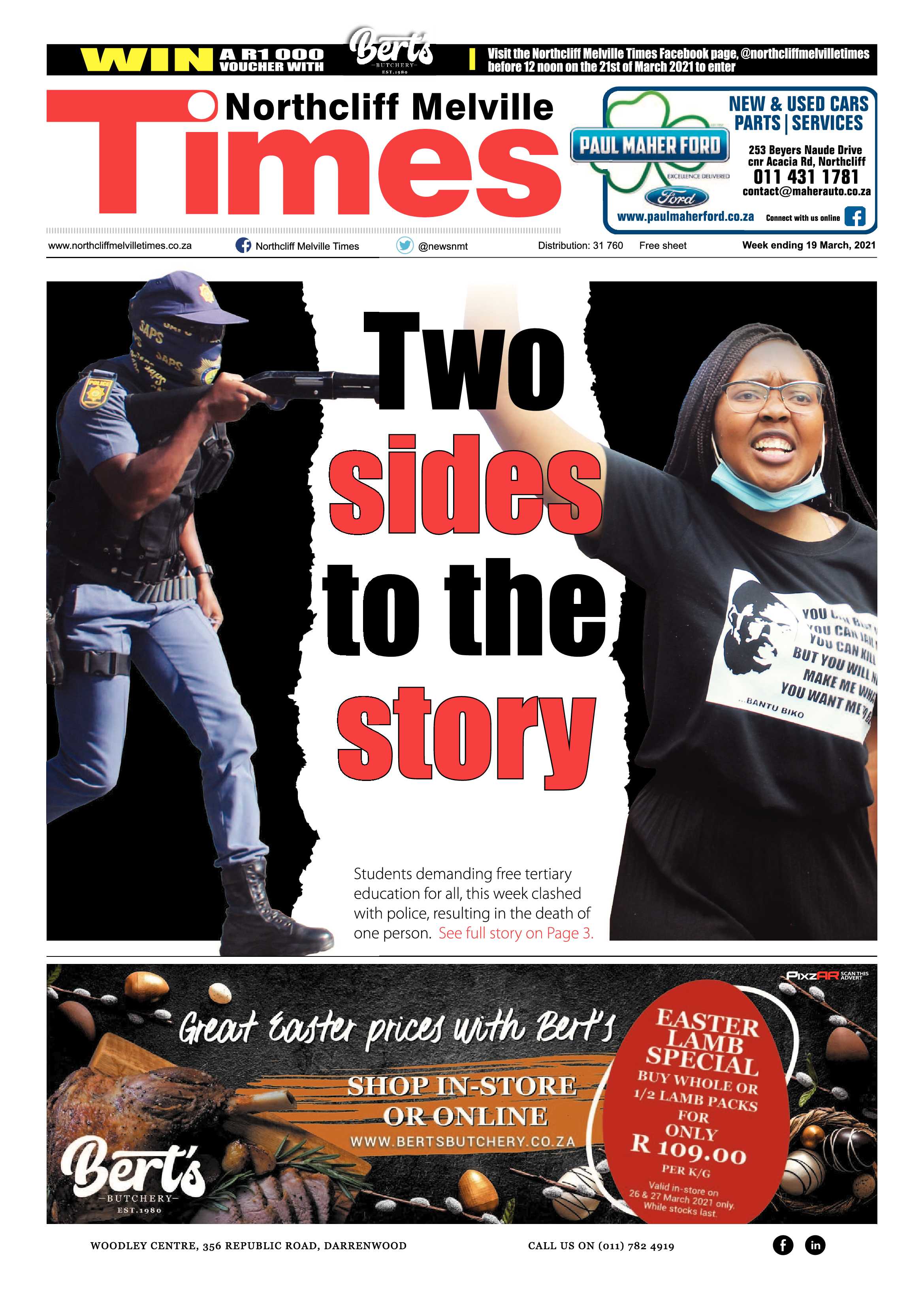Northcliff Melville Times 19 March 2021 page 1