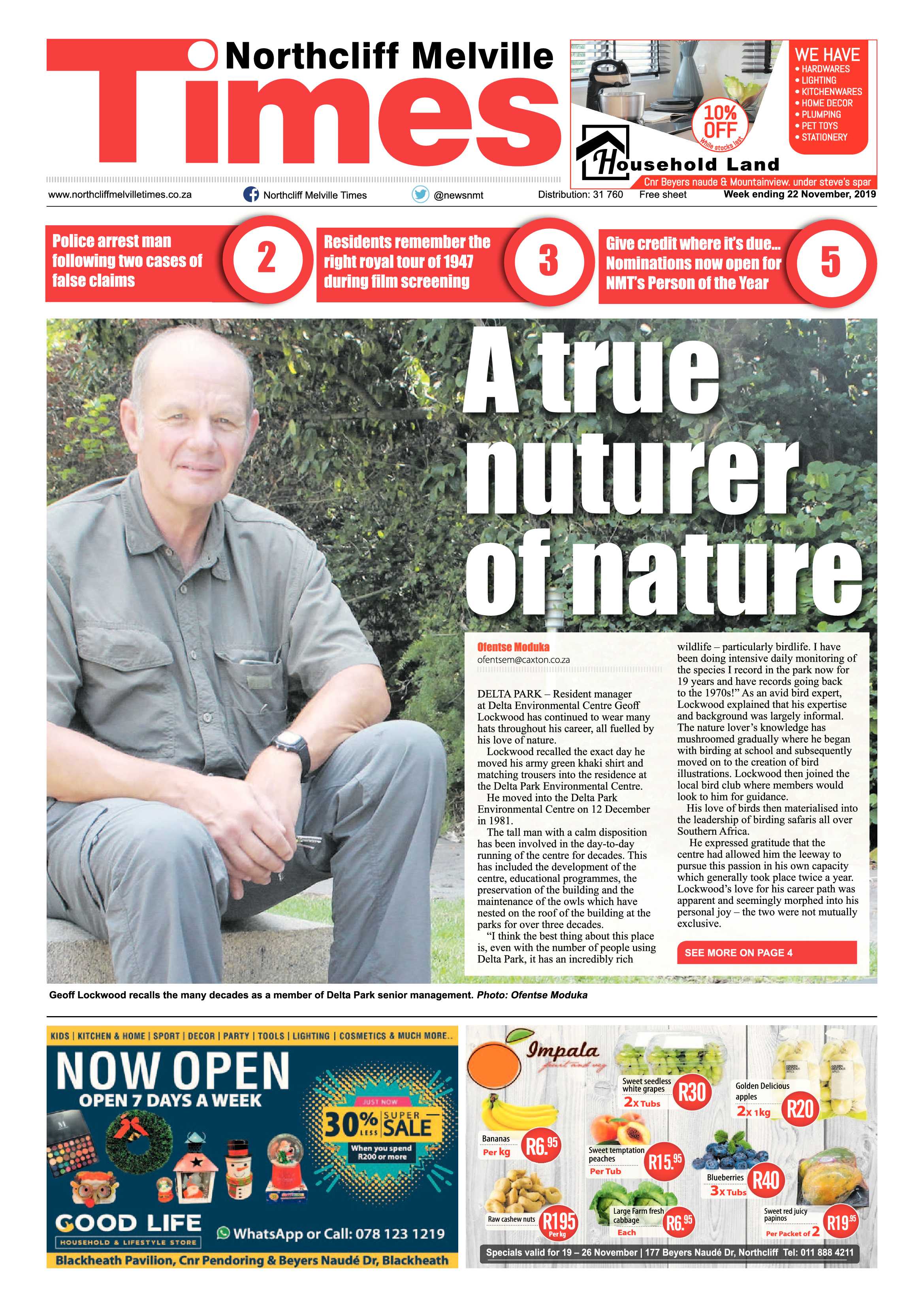 Northcliff Melville Times 19 November, 2019 page 1