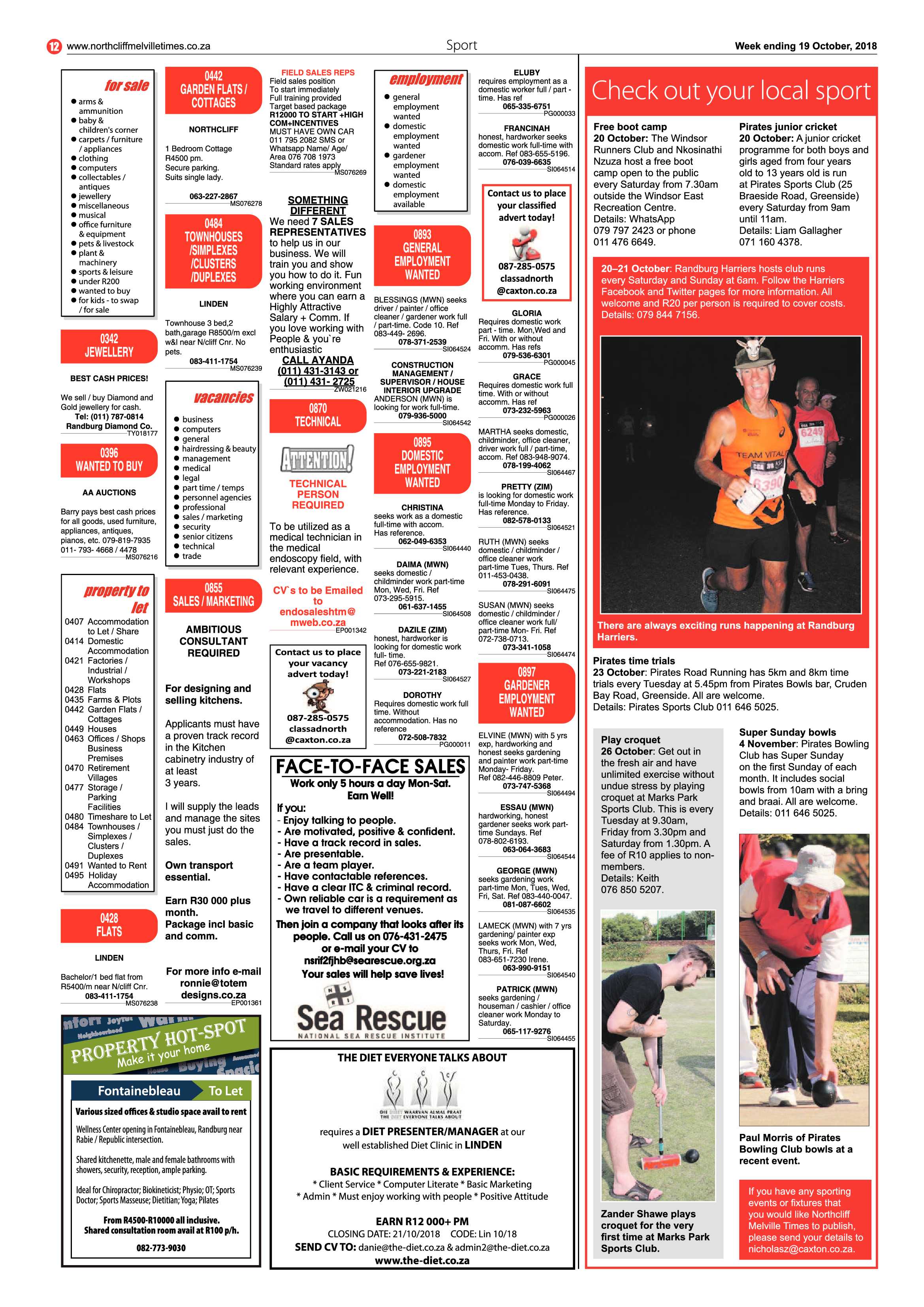 Northcliff Melville Times 19 October 2018 page 12