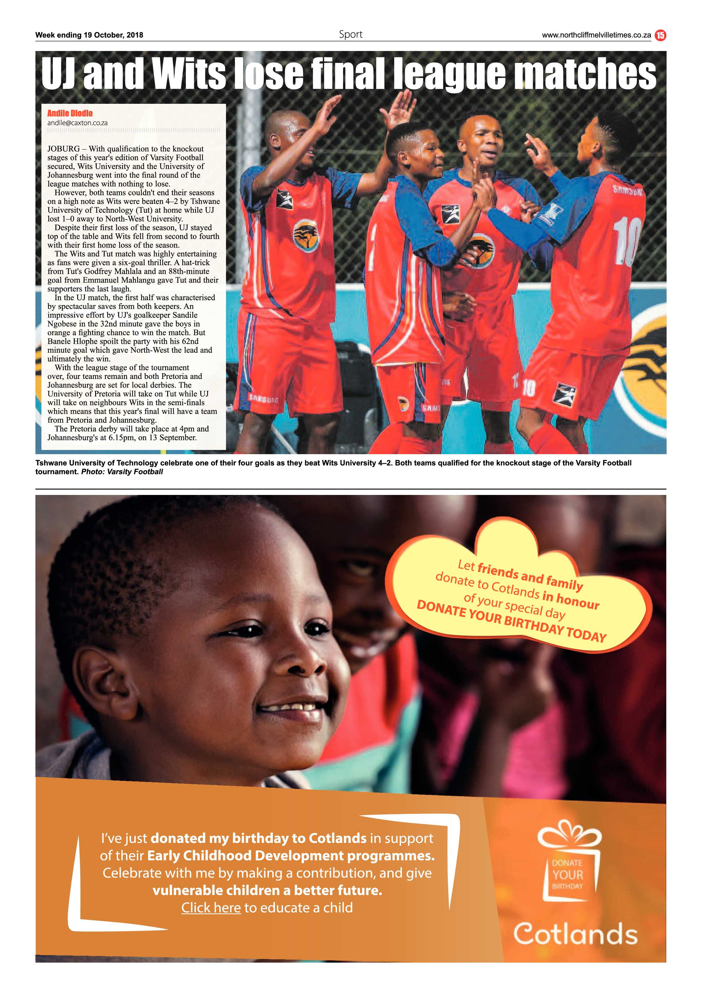 Northcliff Melville Times 19 October 2018 page 15