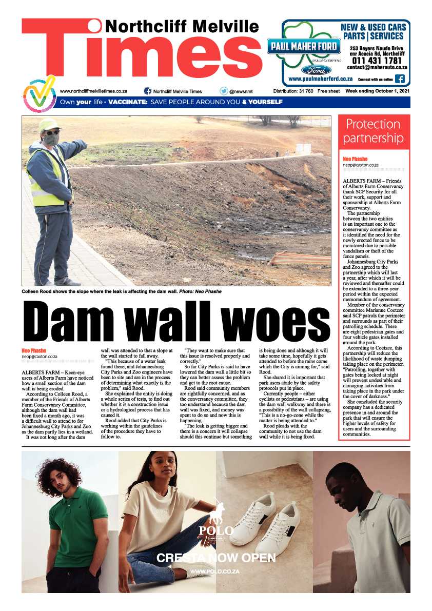 Northcliff Melville Times 1 October 2021 page 1