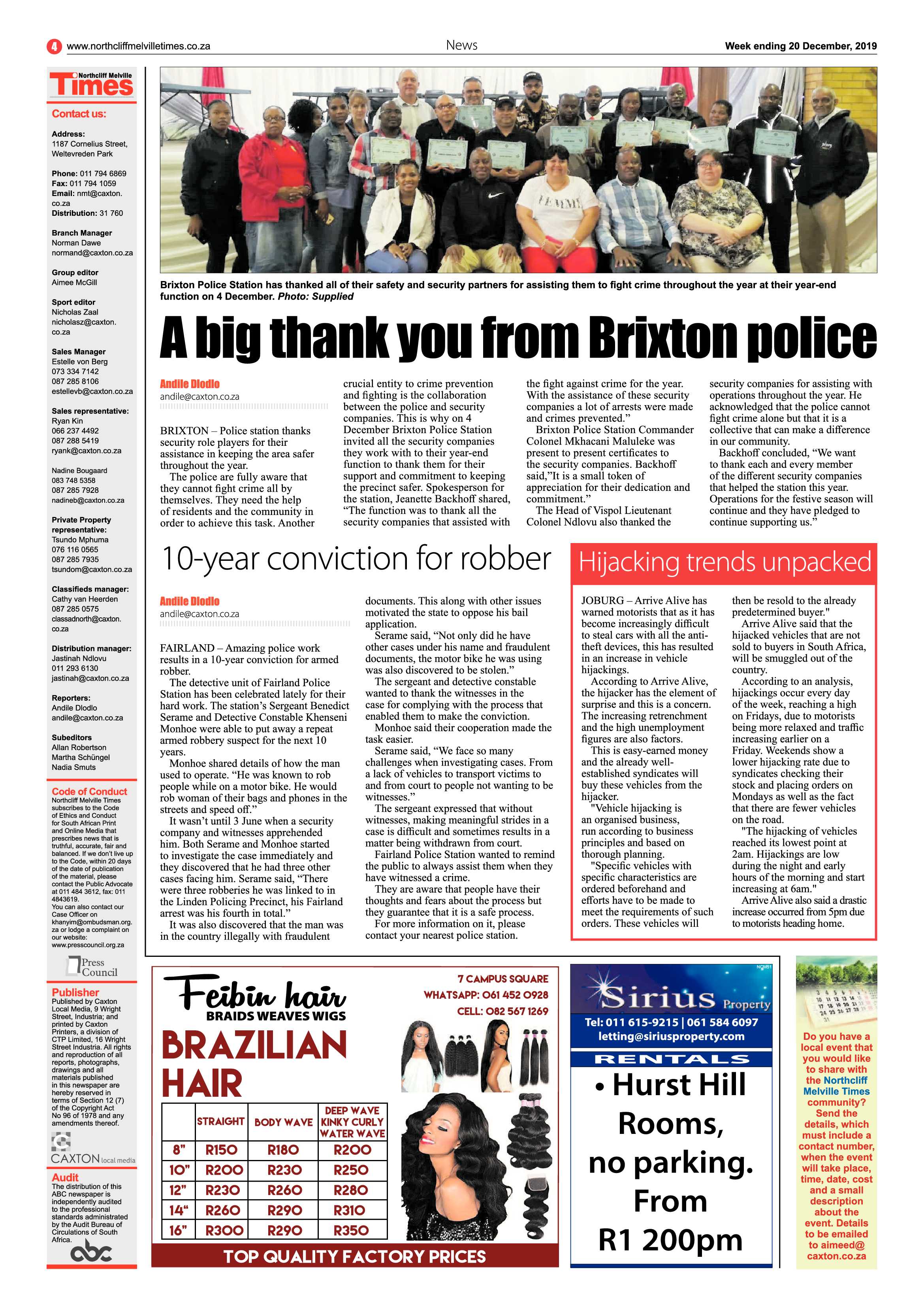 Northcliff Melville Times 20 December 2019 page 4