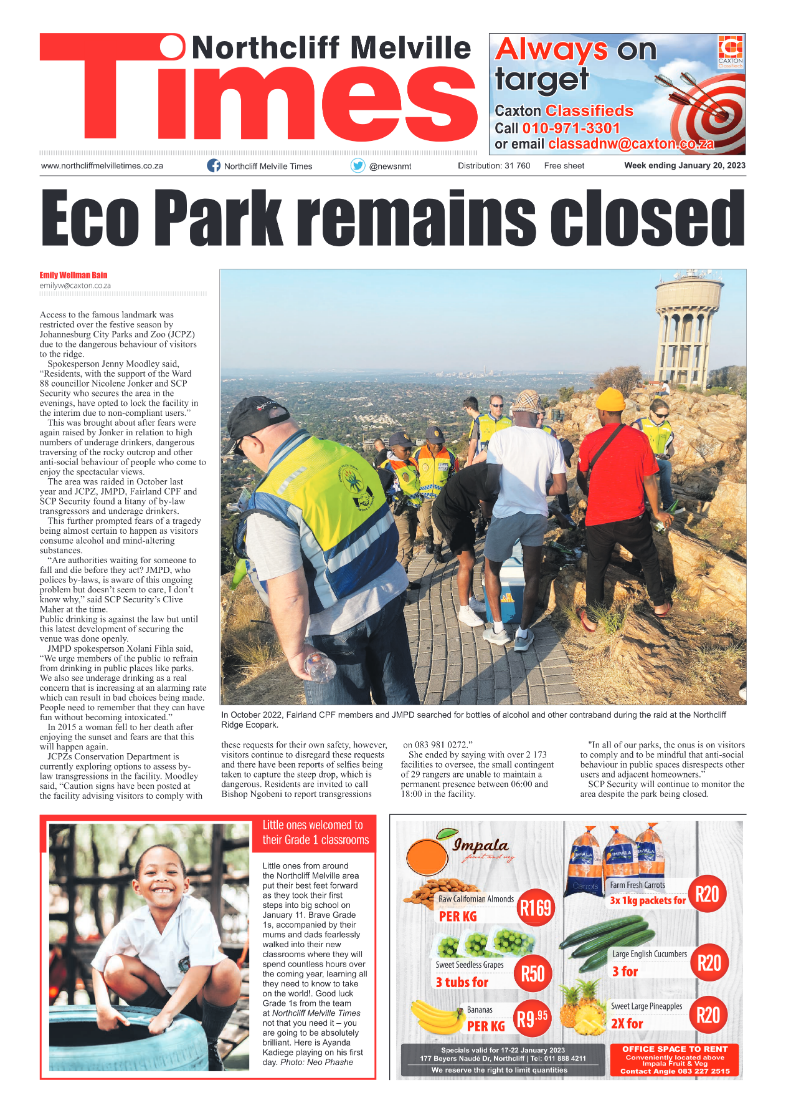 Northcliff Melville Times 20 Jan 2023 page 1