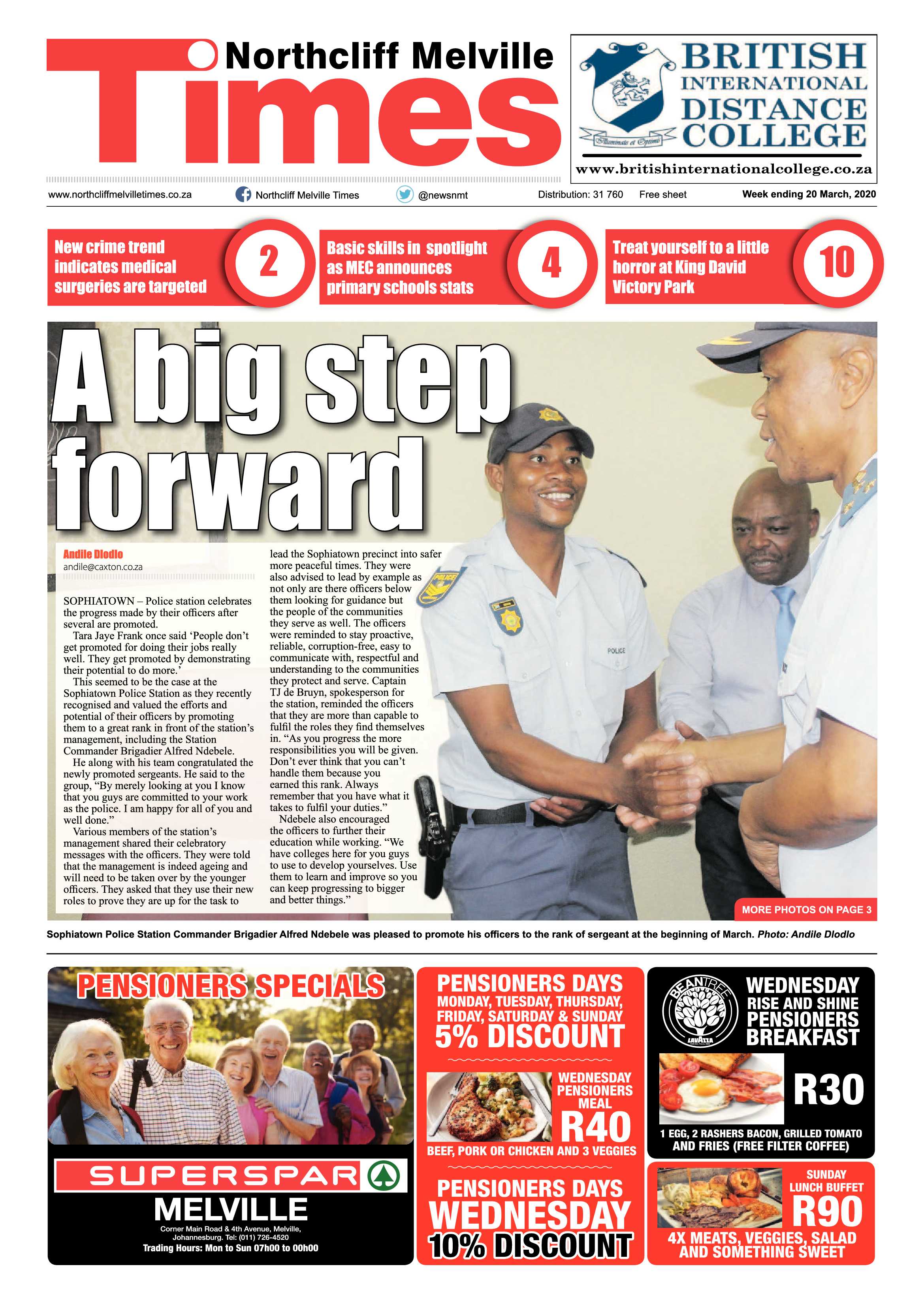 Northcliff Melville Times 20 March 2020 page 1