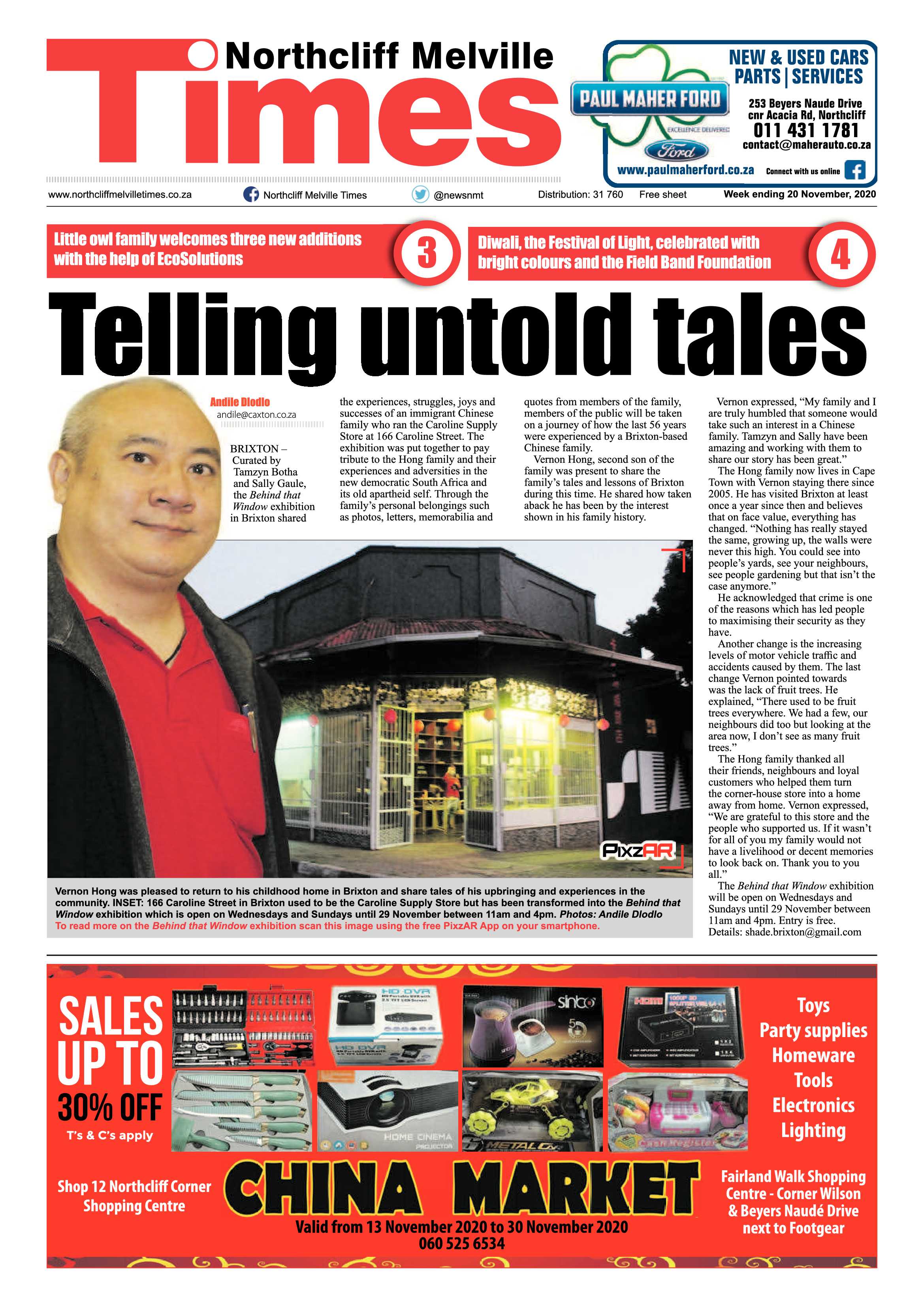 Northcliff Melville Times 20 November 2020 page 1