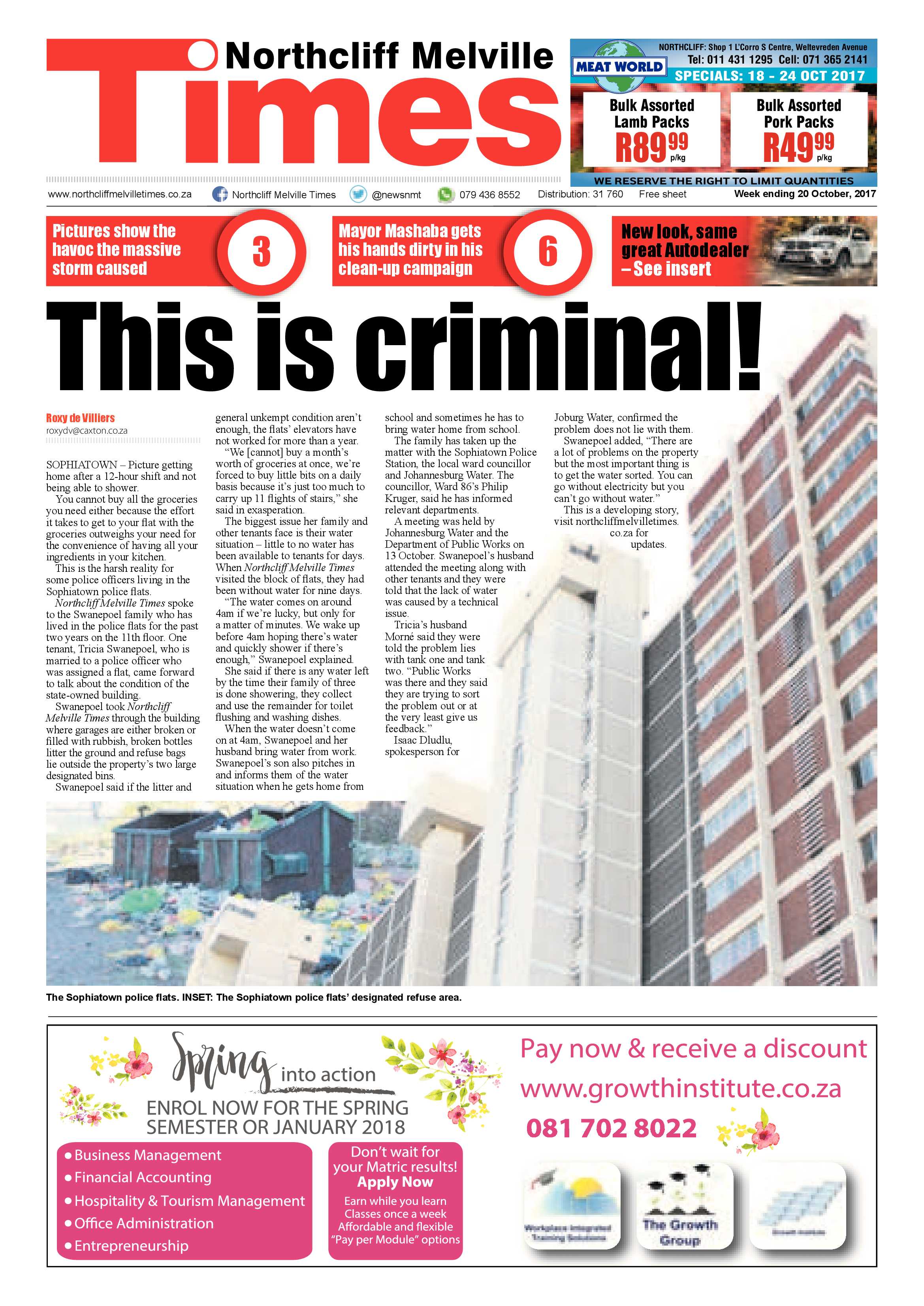 Northcliff Melville Times 20 October 2017 page 1