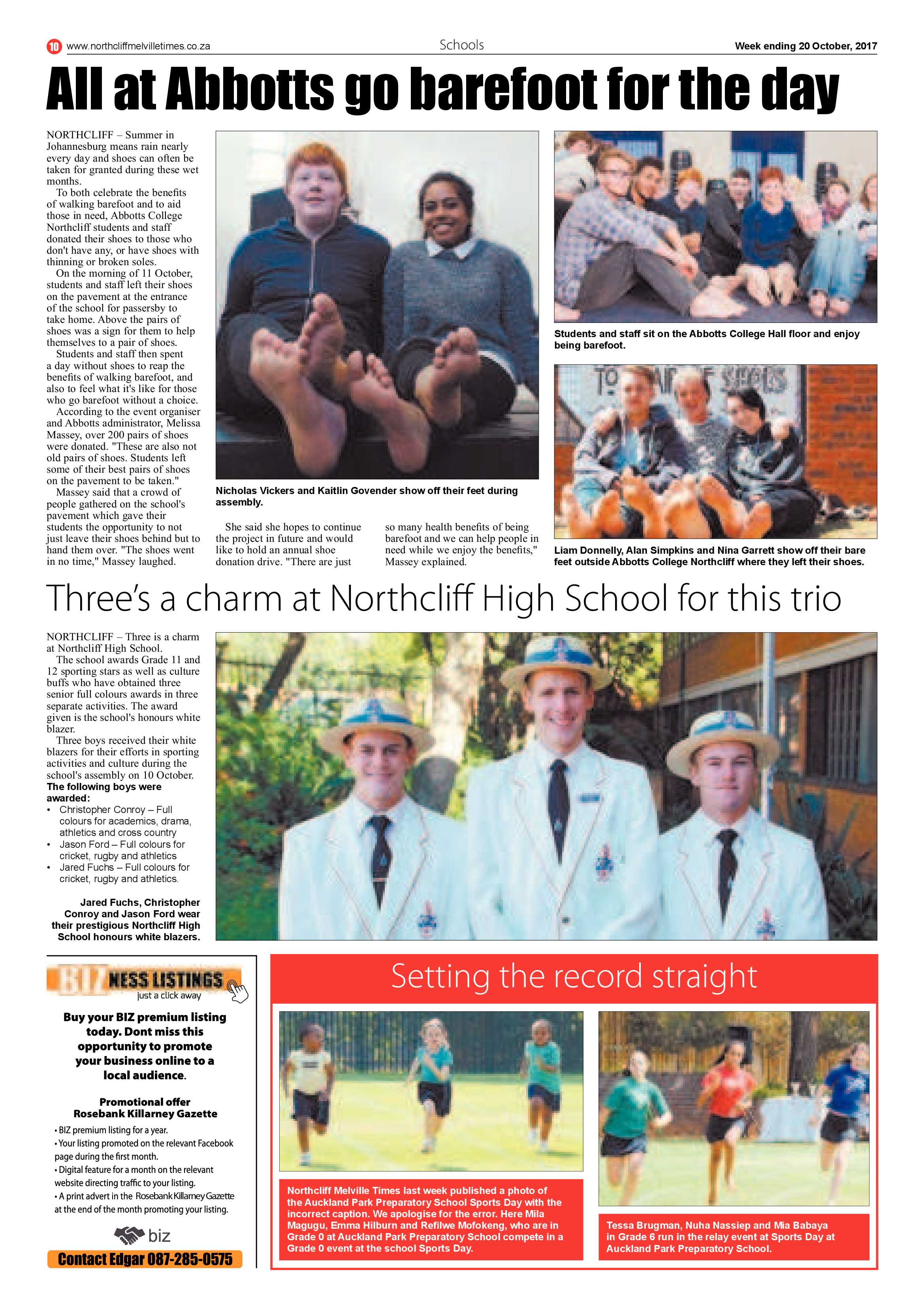 Northcliff Melville Times 20 October 2017 page 10