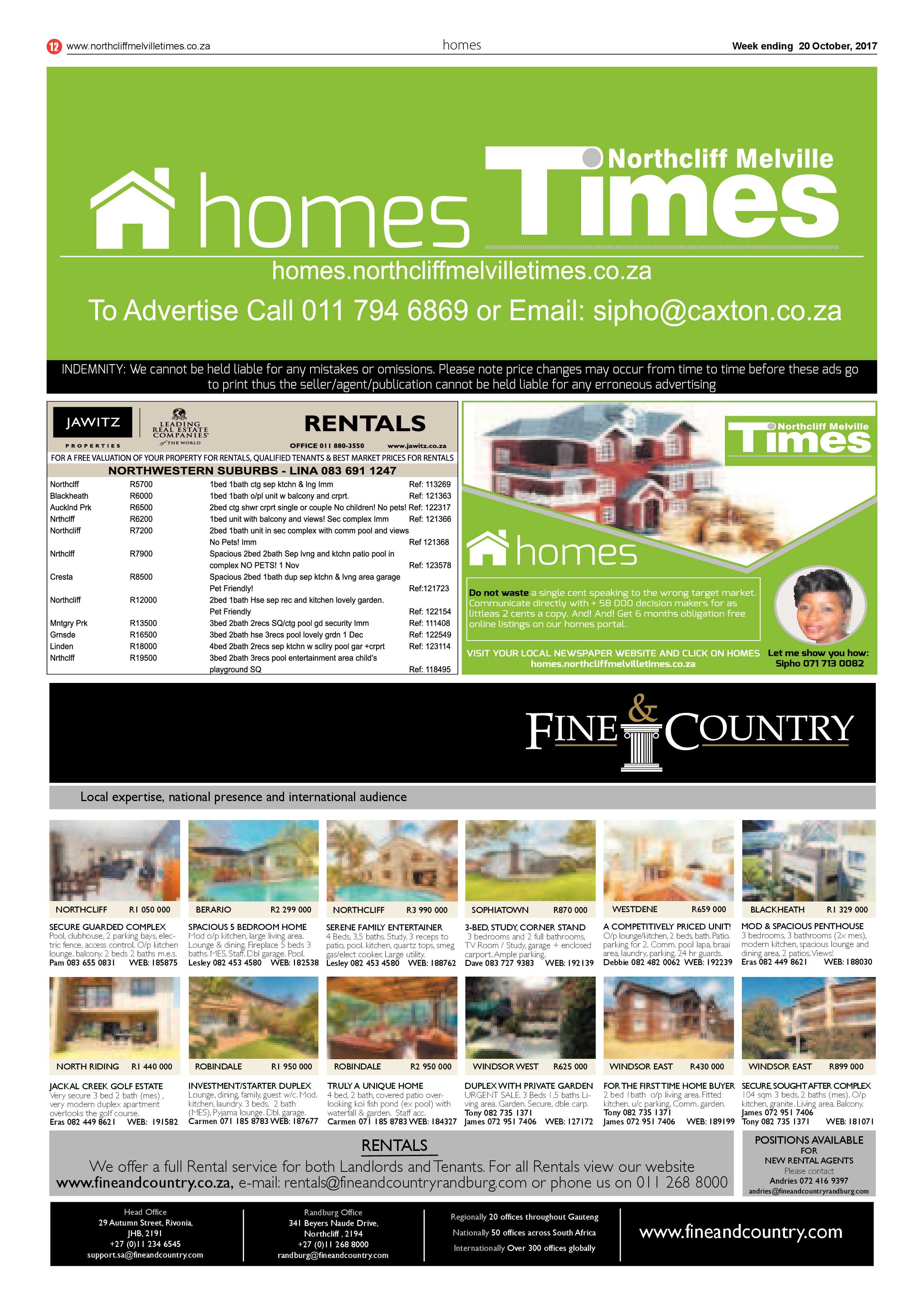 Northcliff Melville Times 20 October 2017 page 12