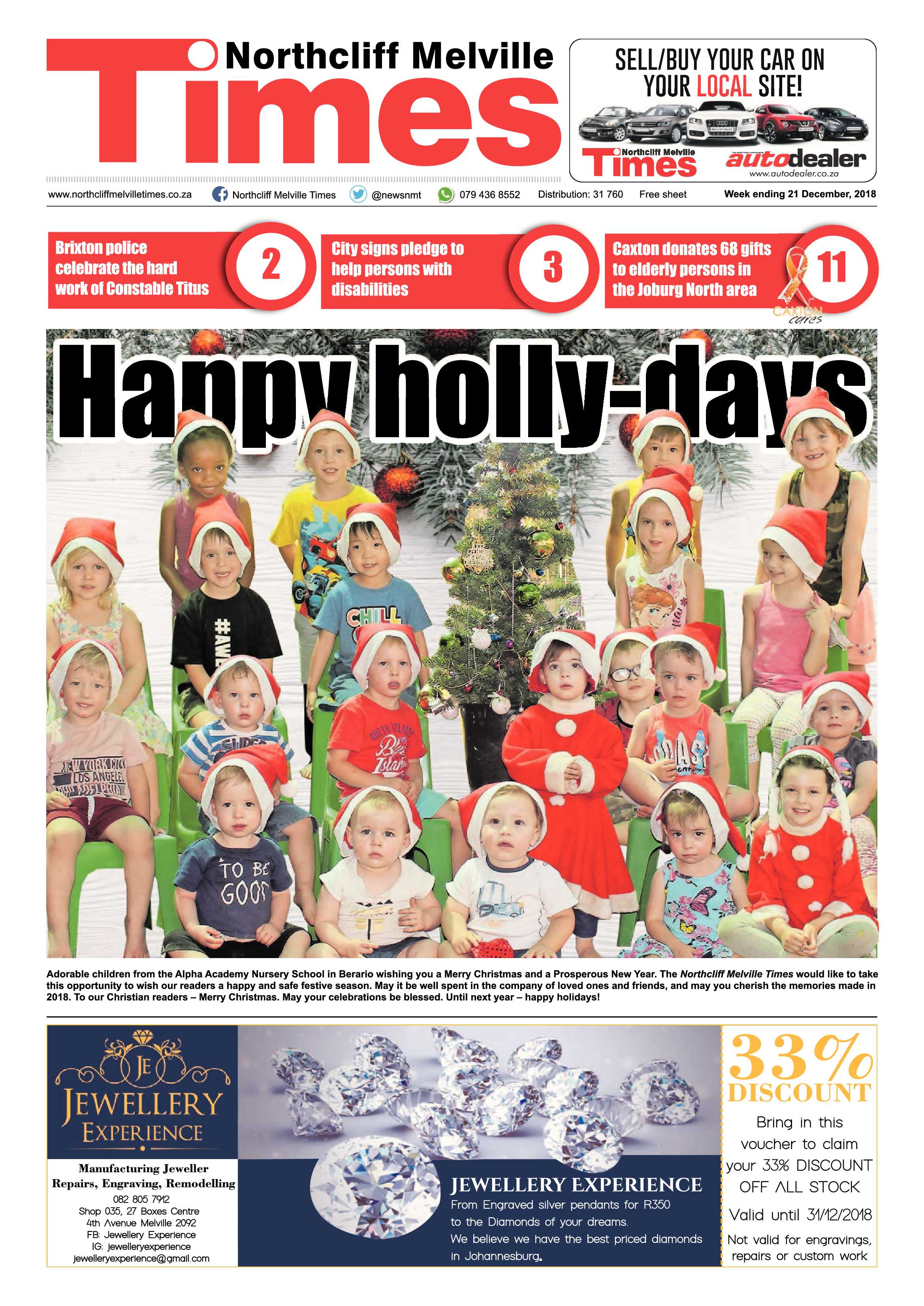 Northcliff Melville Times 21 December 2018 page 1