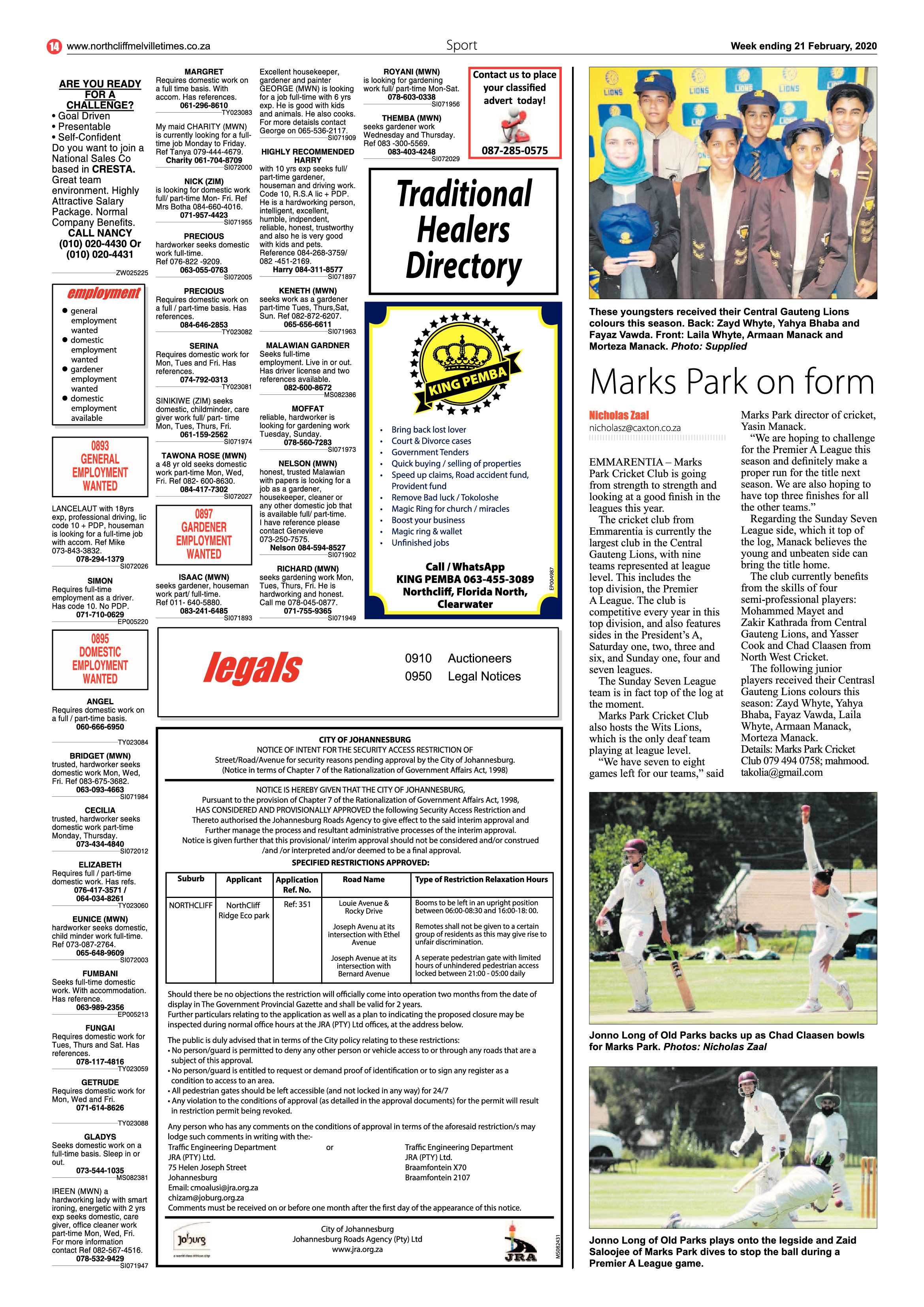 Northcliff Melville Times 21 February 2020 page 14