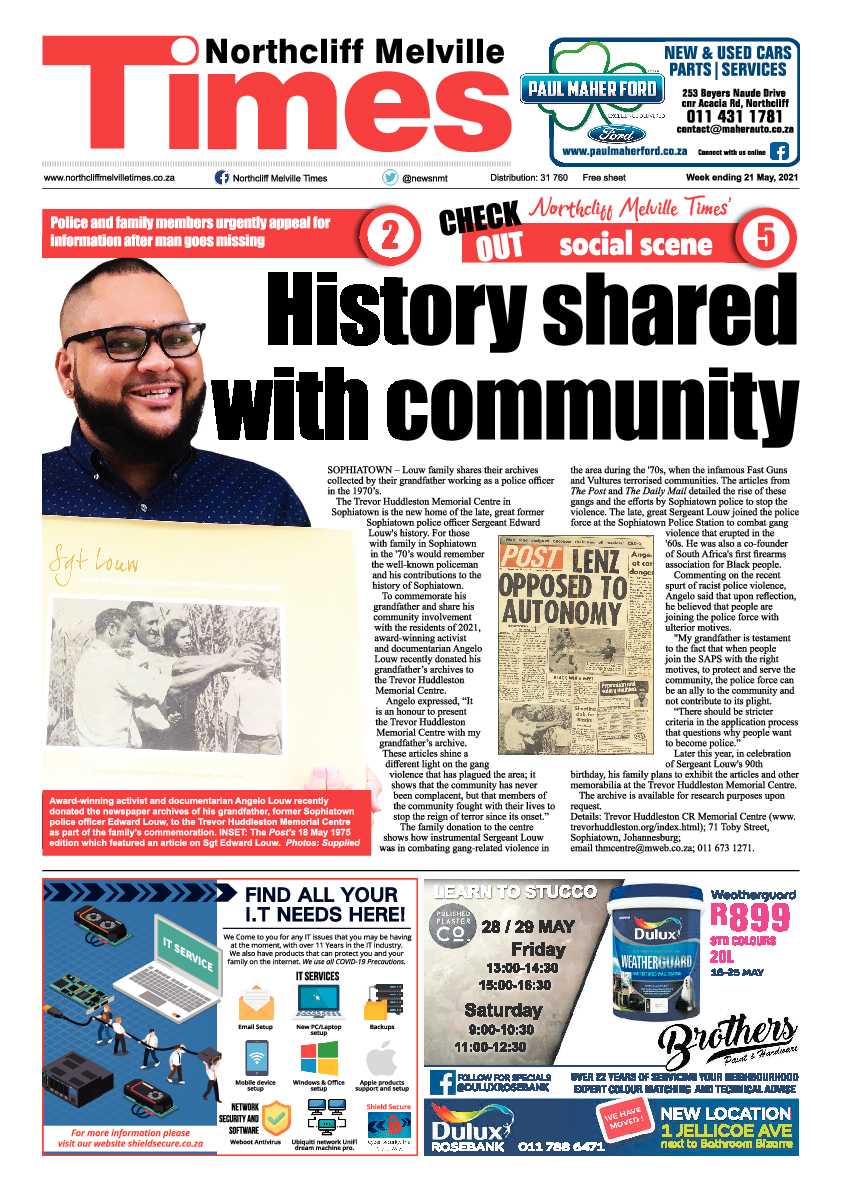 Northcliff Melville Times 21 May 2021 page 1