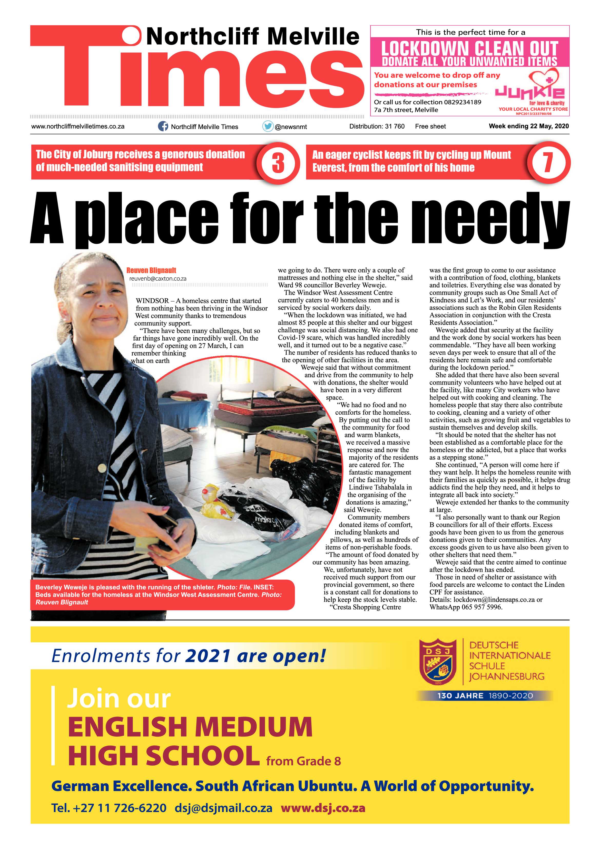 Northcliff Melville Times 22 May 2020 page 1