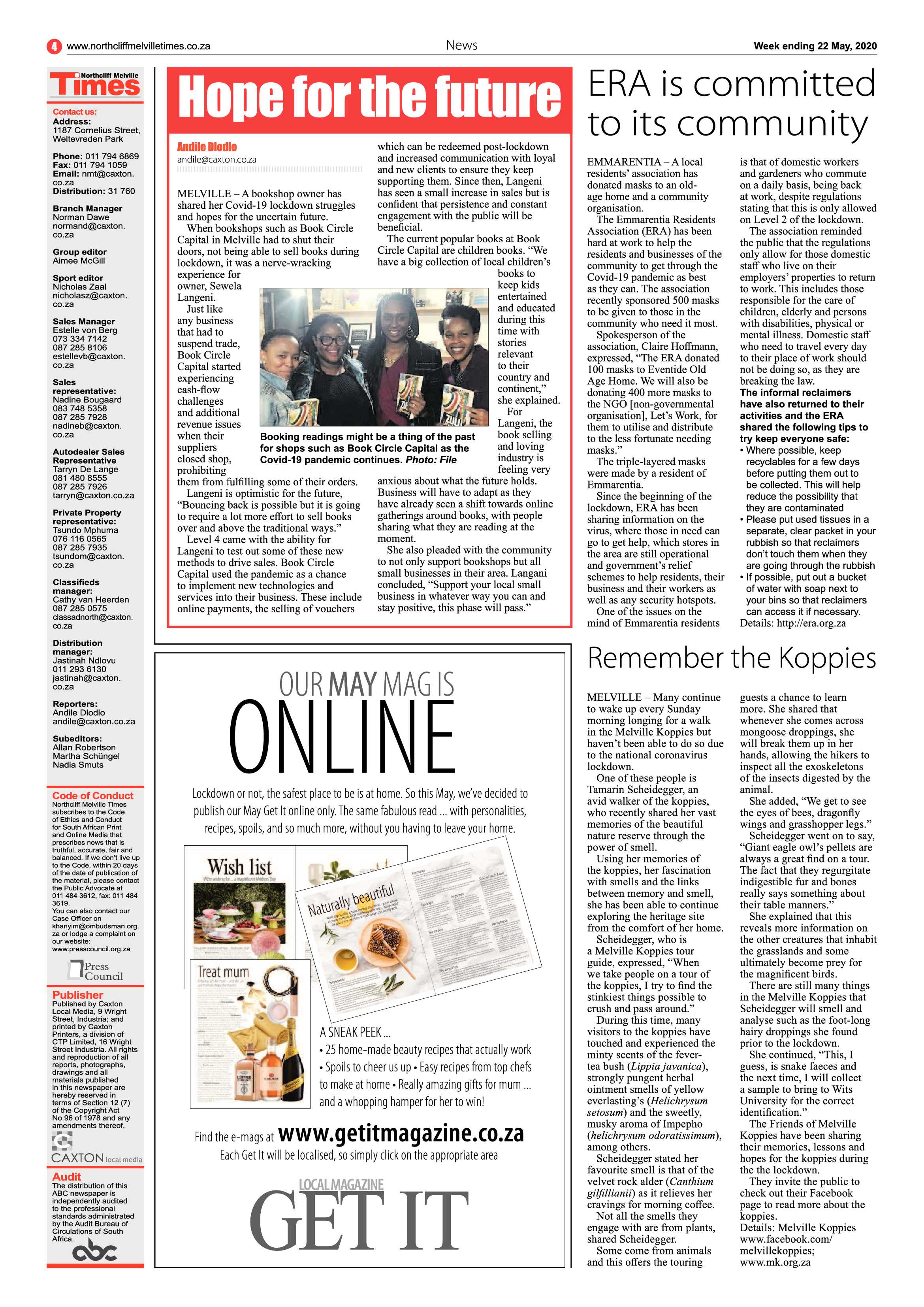 Northcliff Melville Times 22 May 2020 page 4