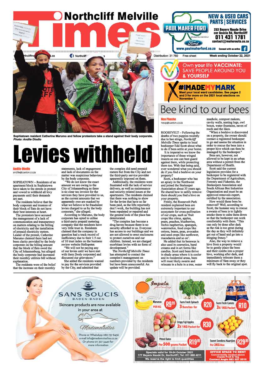 Northcliff Melville Times 22 October 2021 page 1