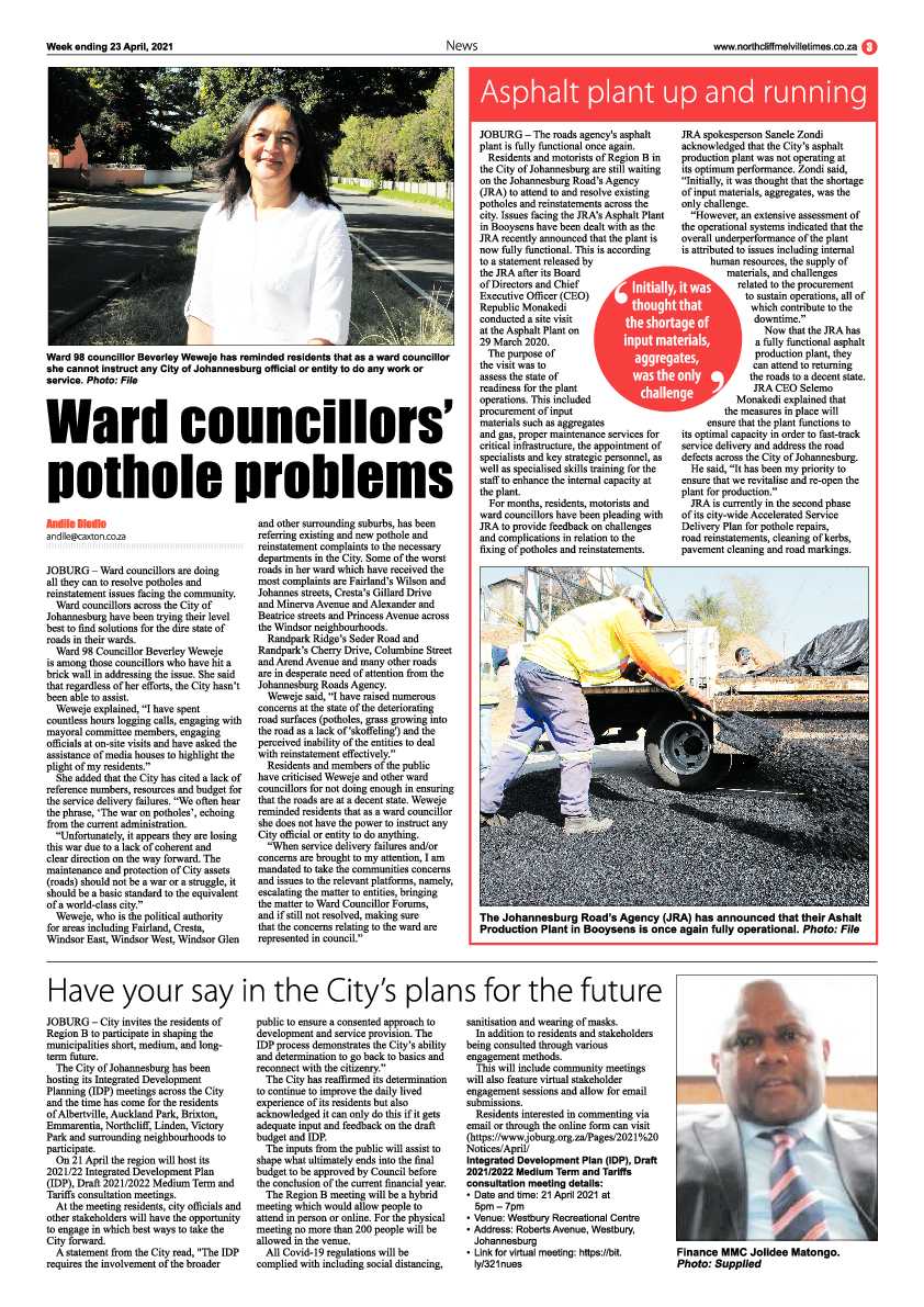 Northcliff Melville Times 23 April 2021 page 3
