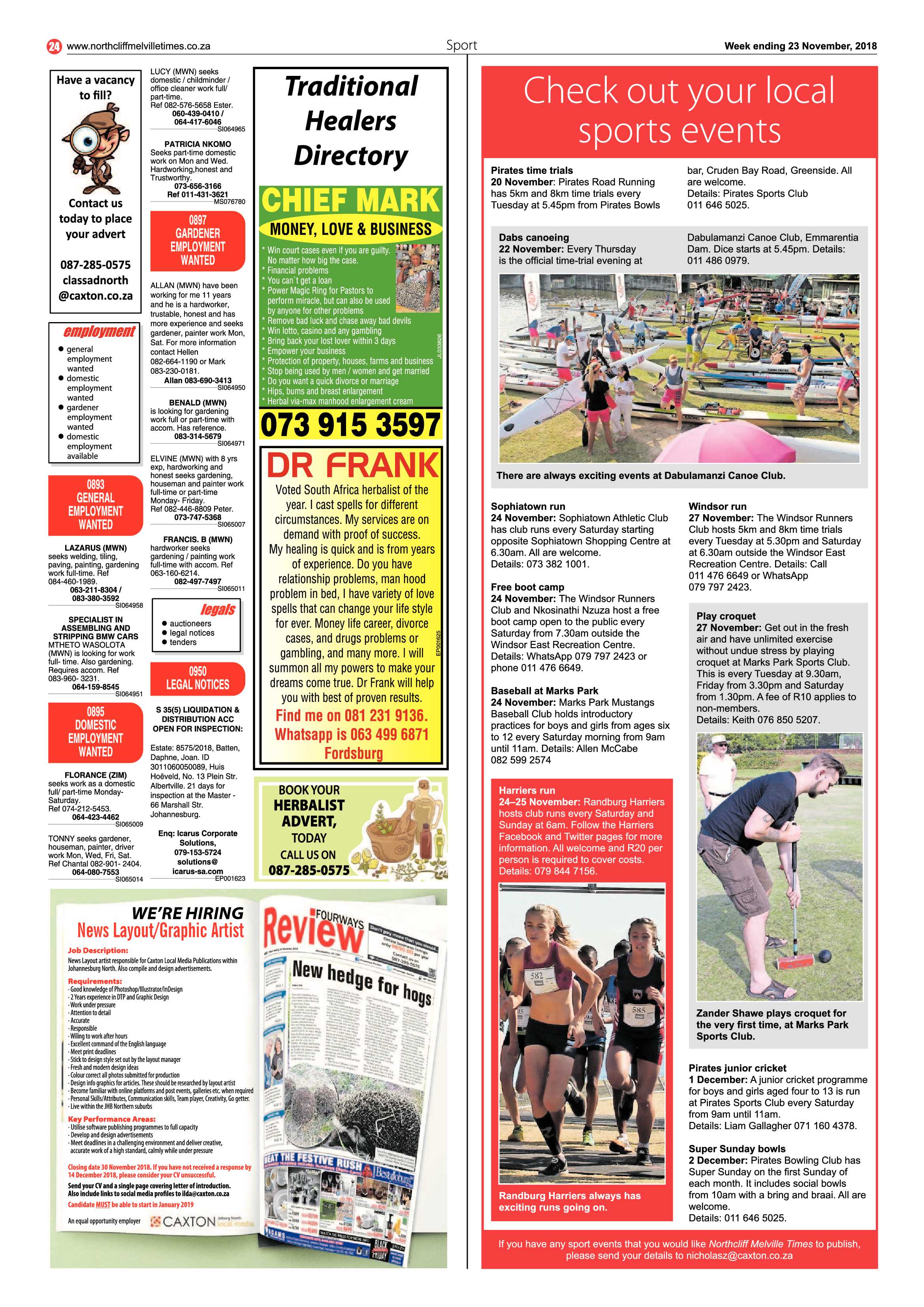 Northcliff Melville Times 23 November 2018 page 24