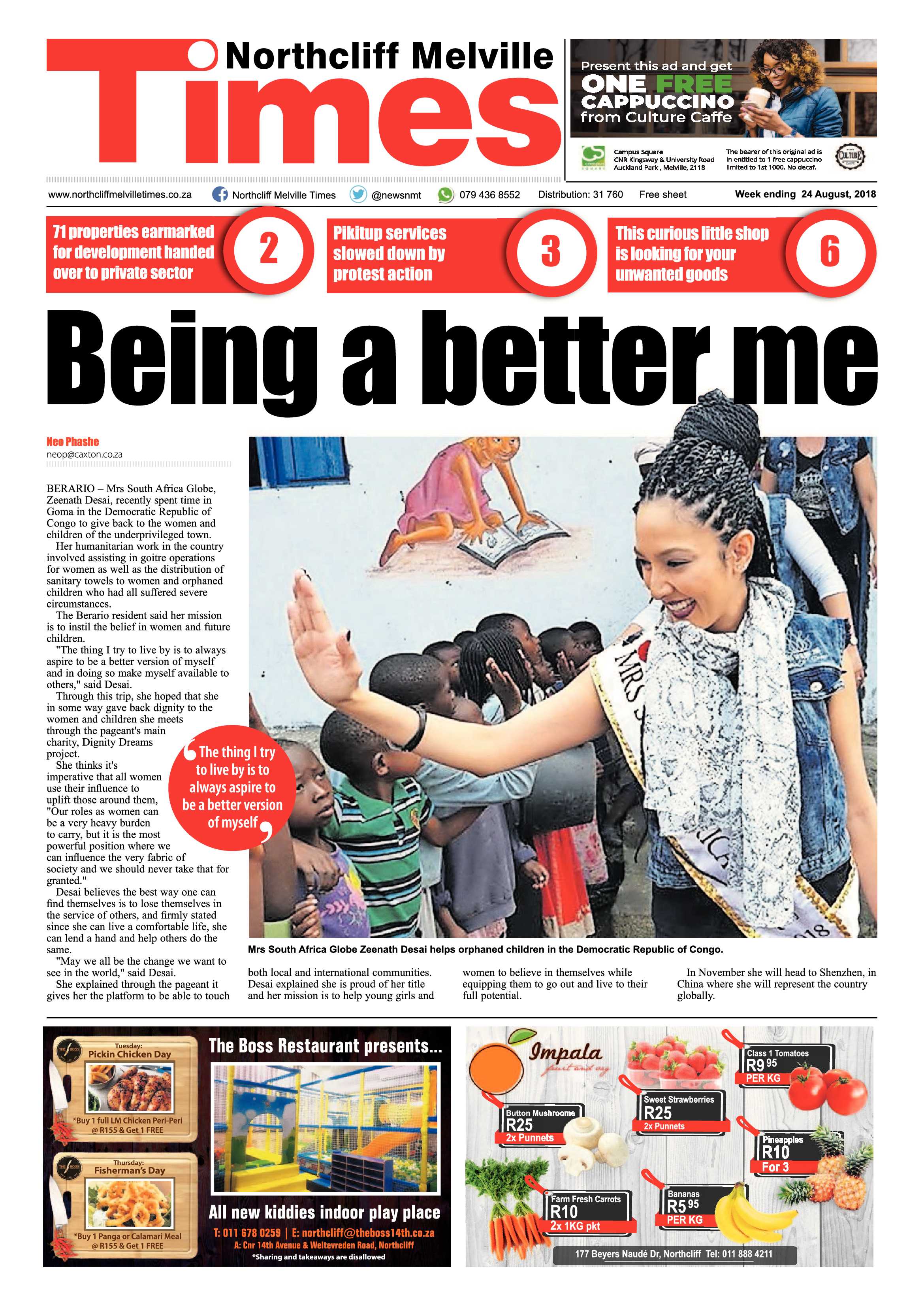 Northcliff Melville Times 24 August 2018 page 1