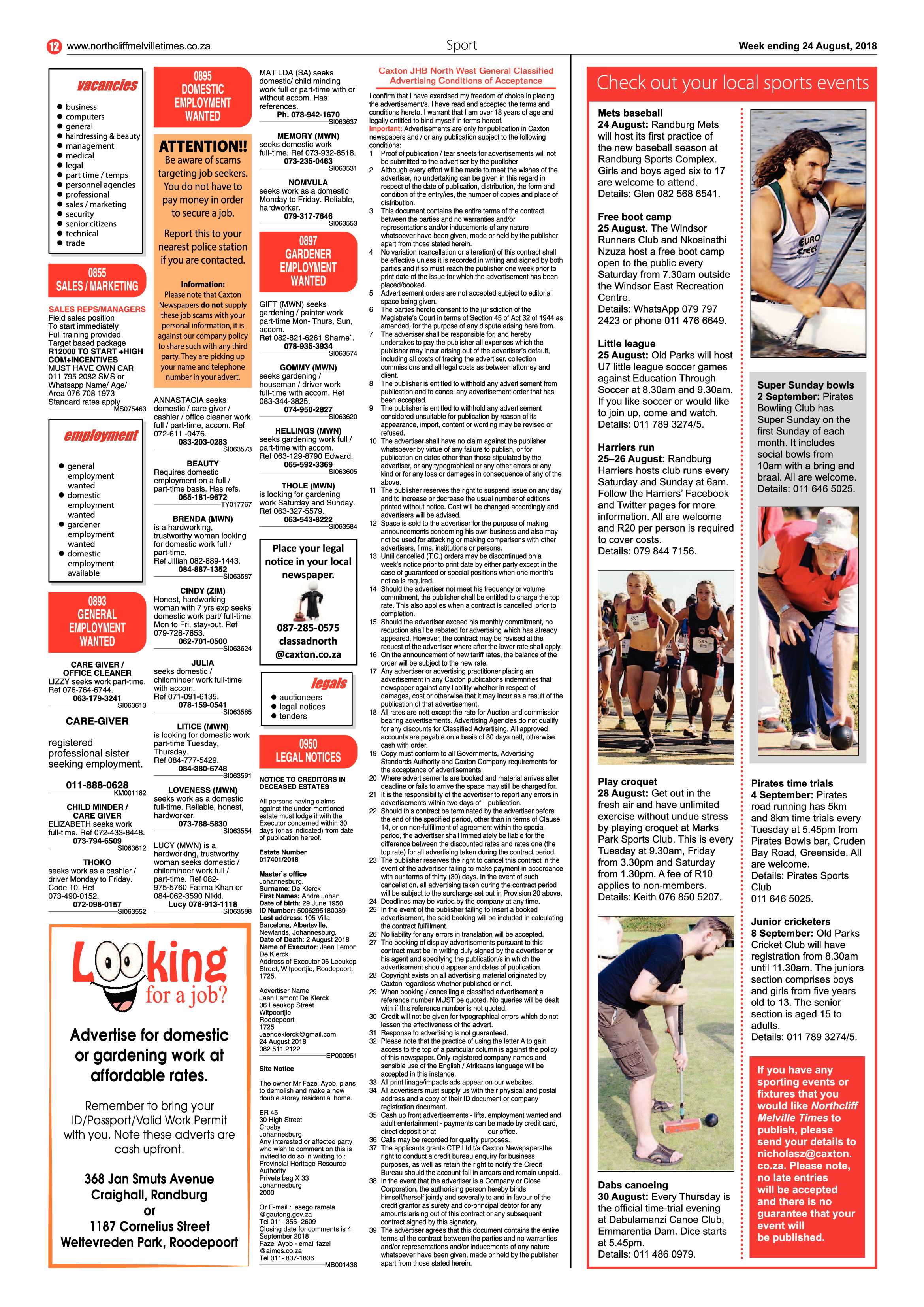 Northcliff Melville Times 24 August 2018 page 12
