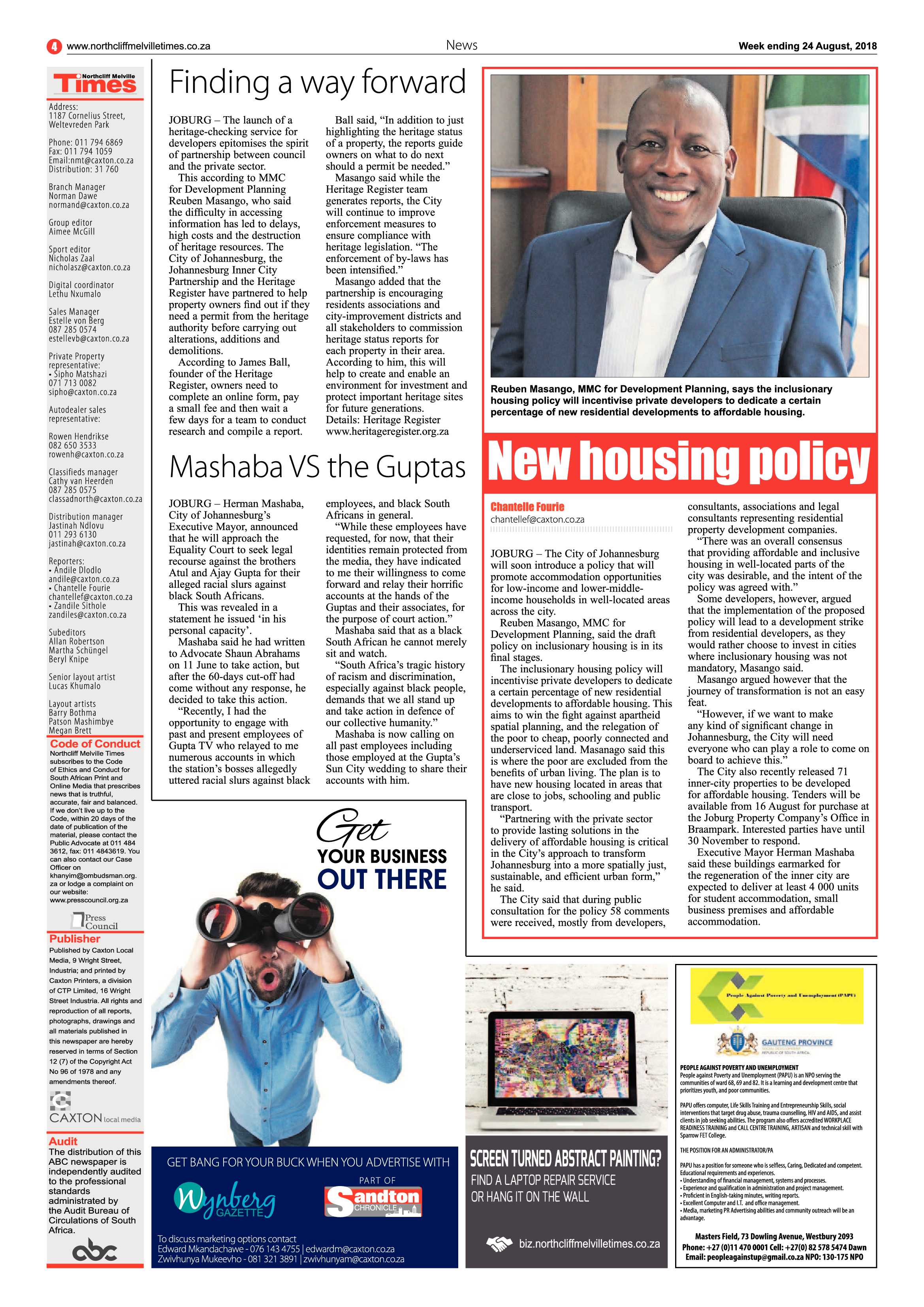 Northcliff Melville Times 24 August 2018 page 4