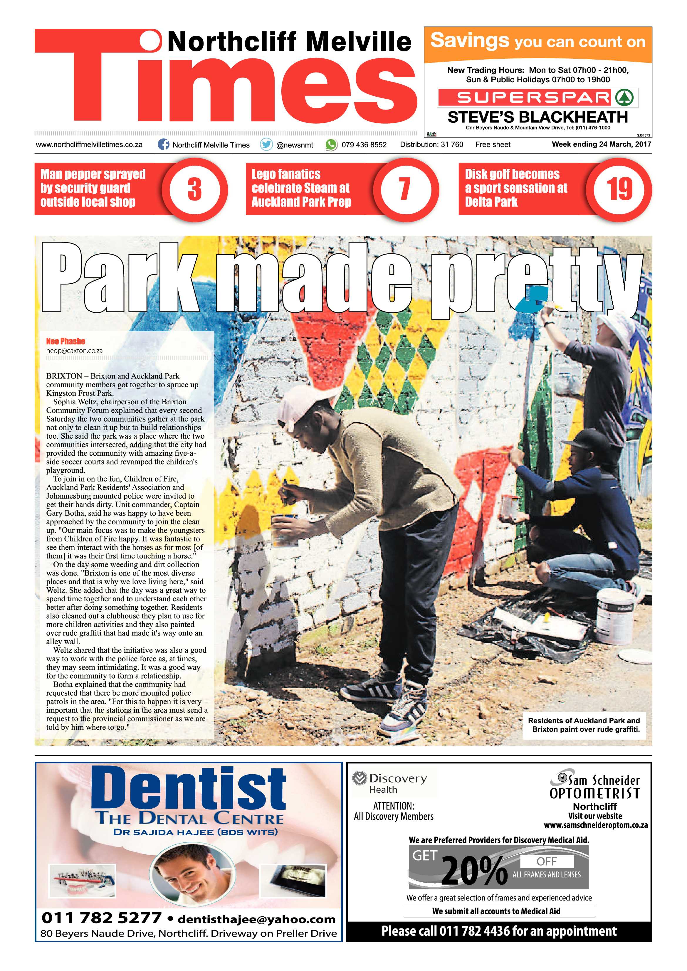 Northcliff Melville Times 24 March 2017 page 1