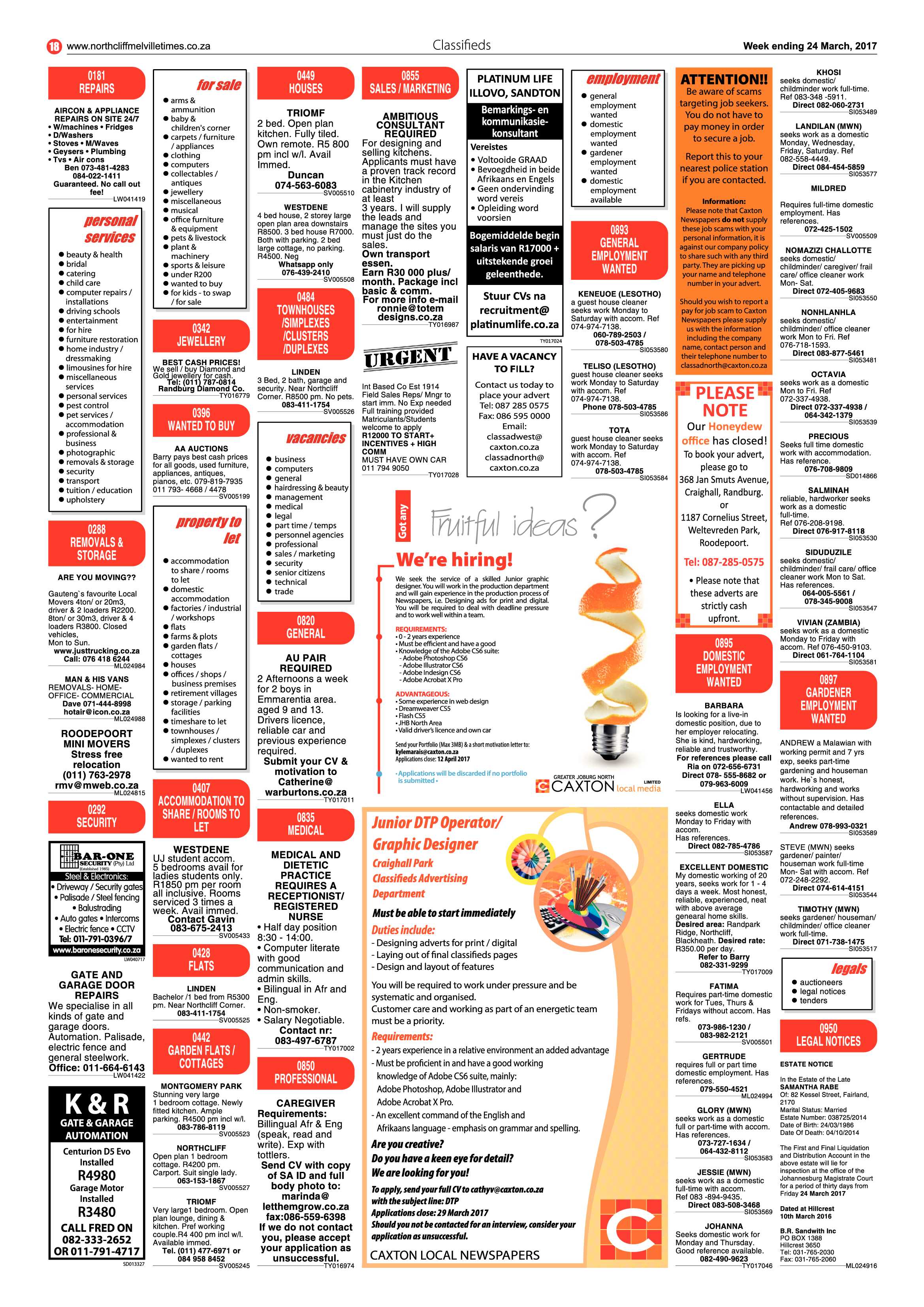 Northcliff Melville Times 24 March 2017 page 18