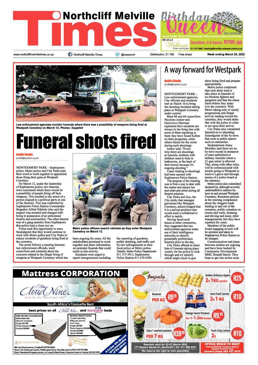 Northcliff Melville Times 25 March 2022 page 1