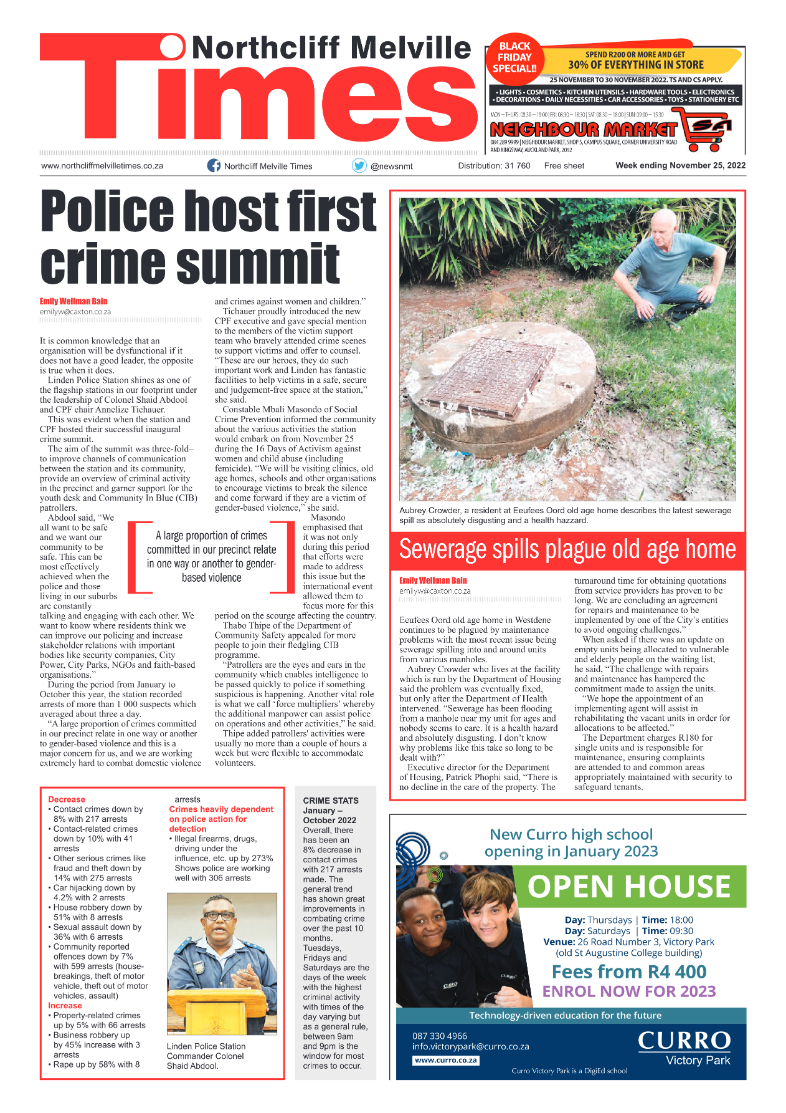 Northcliff Melville Times 25 Nov 2022 page 1