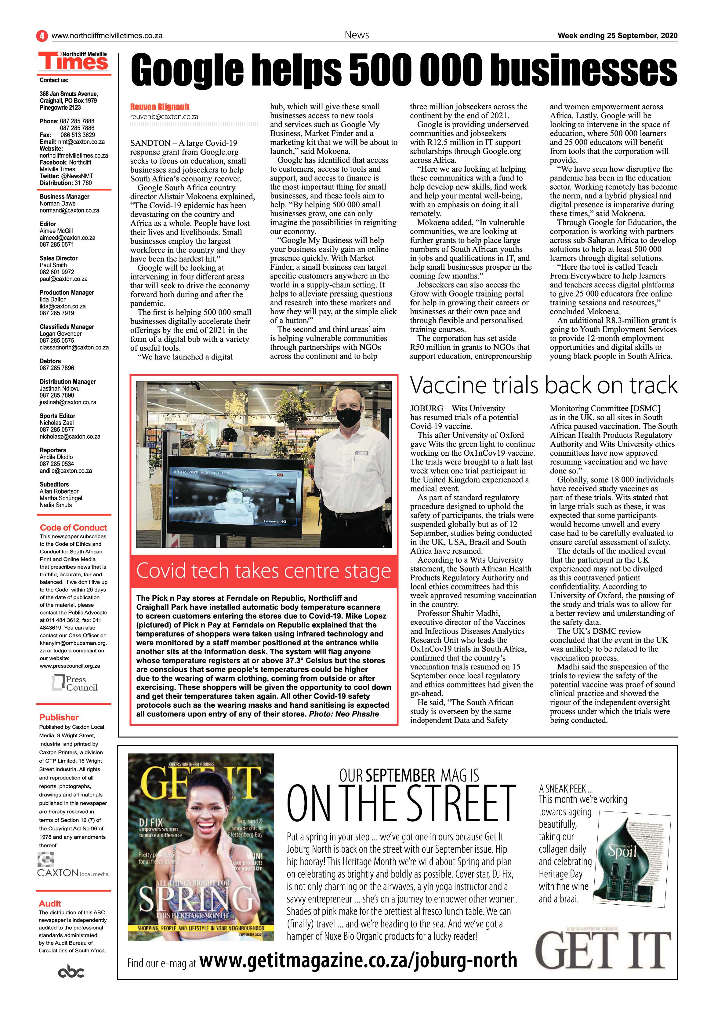 Northcliff Melville Times 25 September 2020 page 4