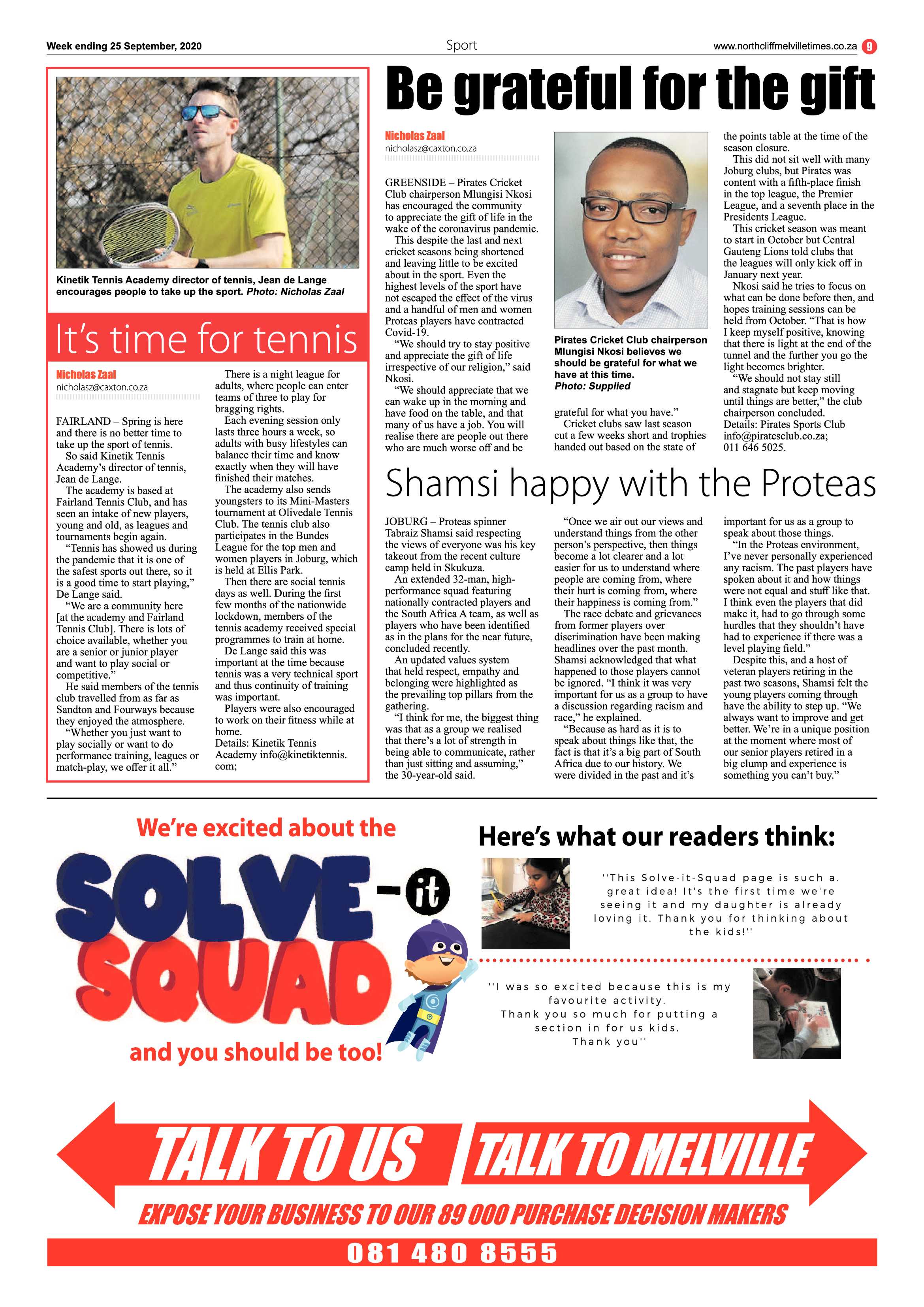 Northcliff Melville Times 25 September 2020 page 9