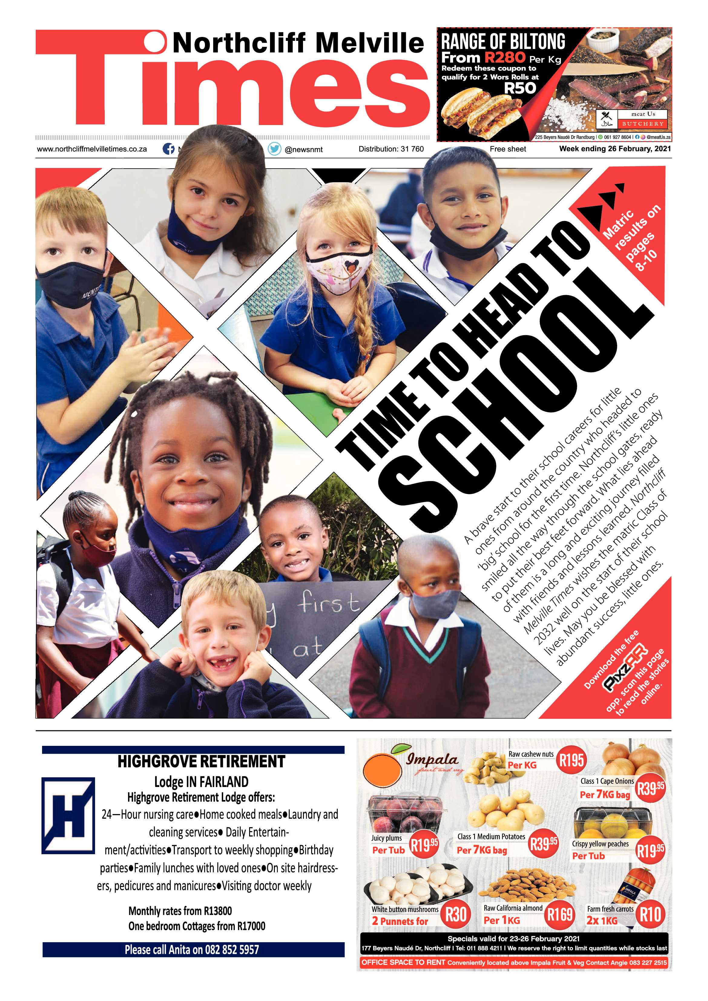 Northcliff Melville Times 26 February 2021 page 1