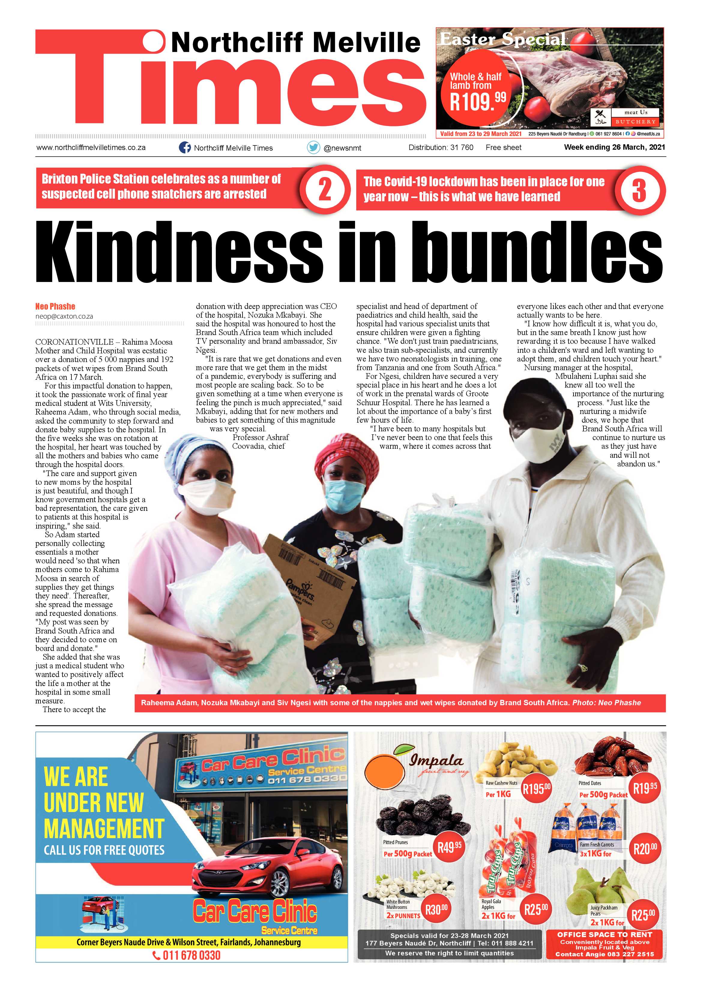 Northcliff Melville Times 26 March 2021 page 1