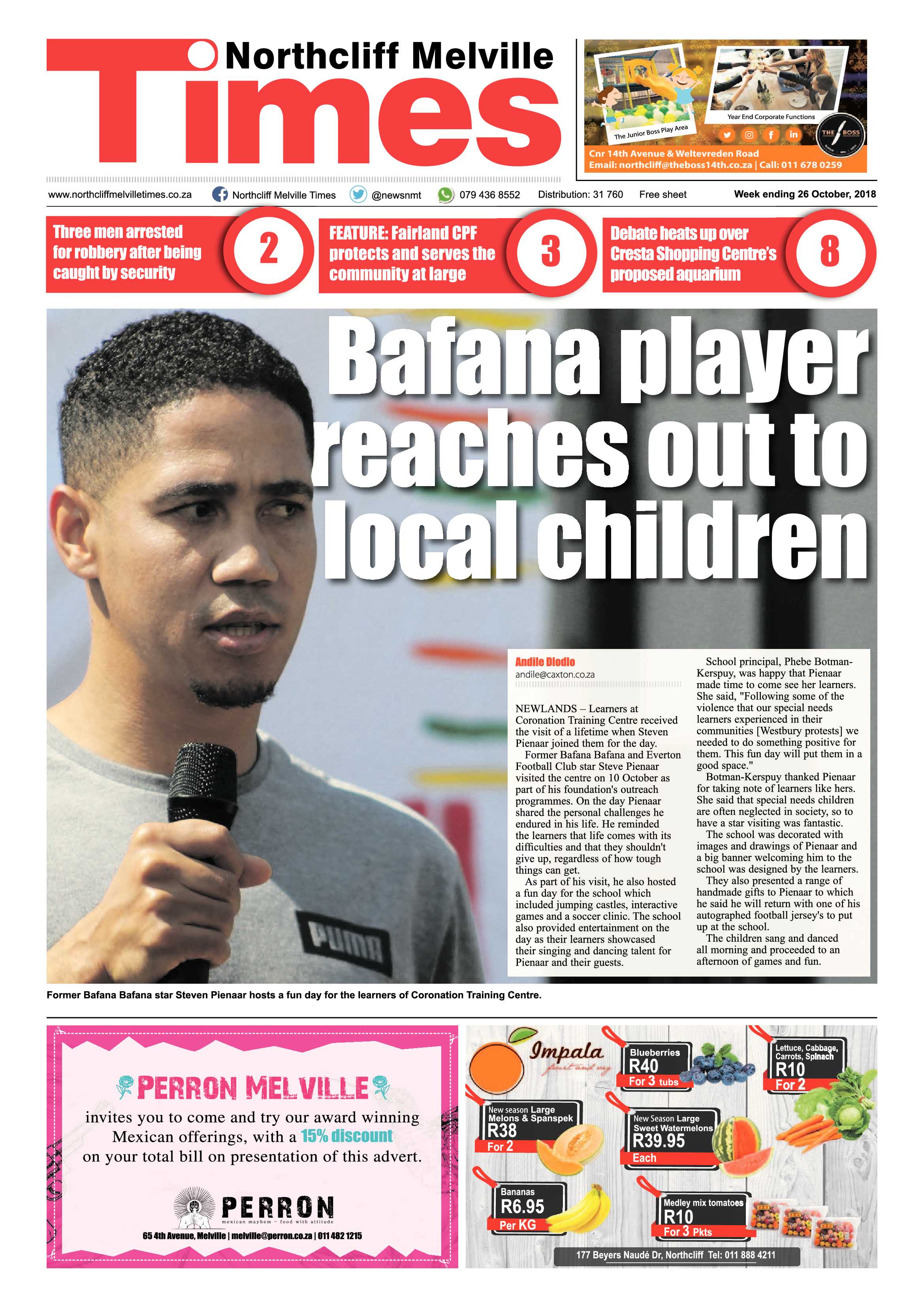 Northcliff Melville Times 26 October 2018 page 1