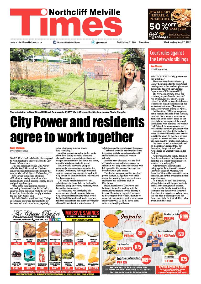 Northcliff Melville Times 27 May 2022 page 1