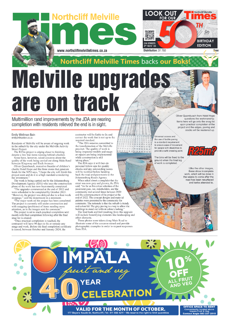 Northcliff Melville Times 27 October 2023 page 1