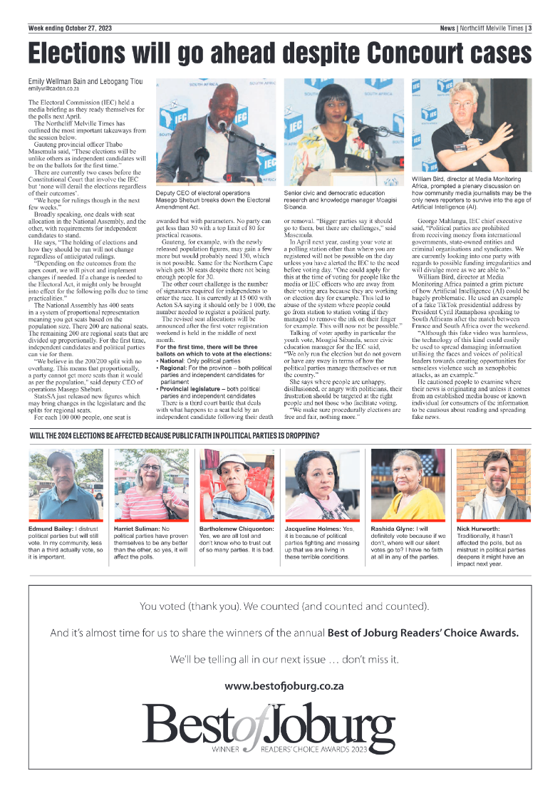 Northcliff Melville Times 27 October 2023 page 3