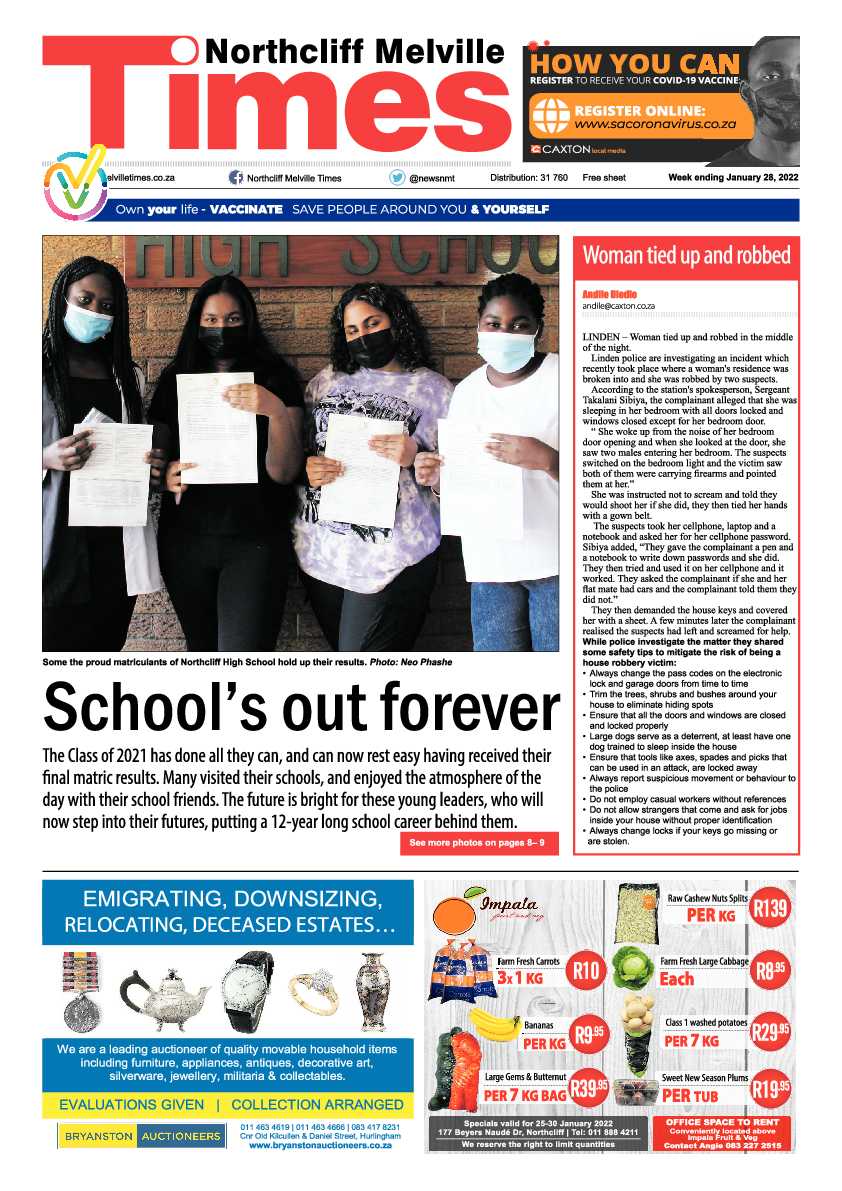 Northcliff Melville Times 28 January 2022 page 1