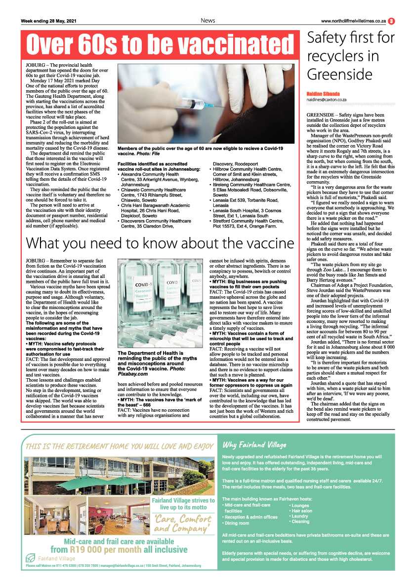 Northcliff Melville Times 28 May 2021 page 3