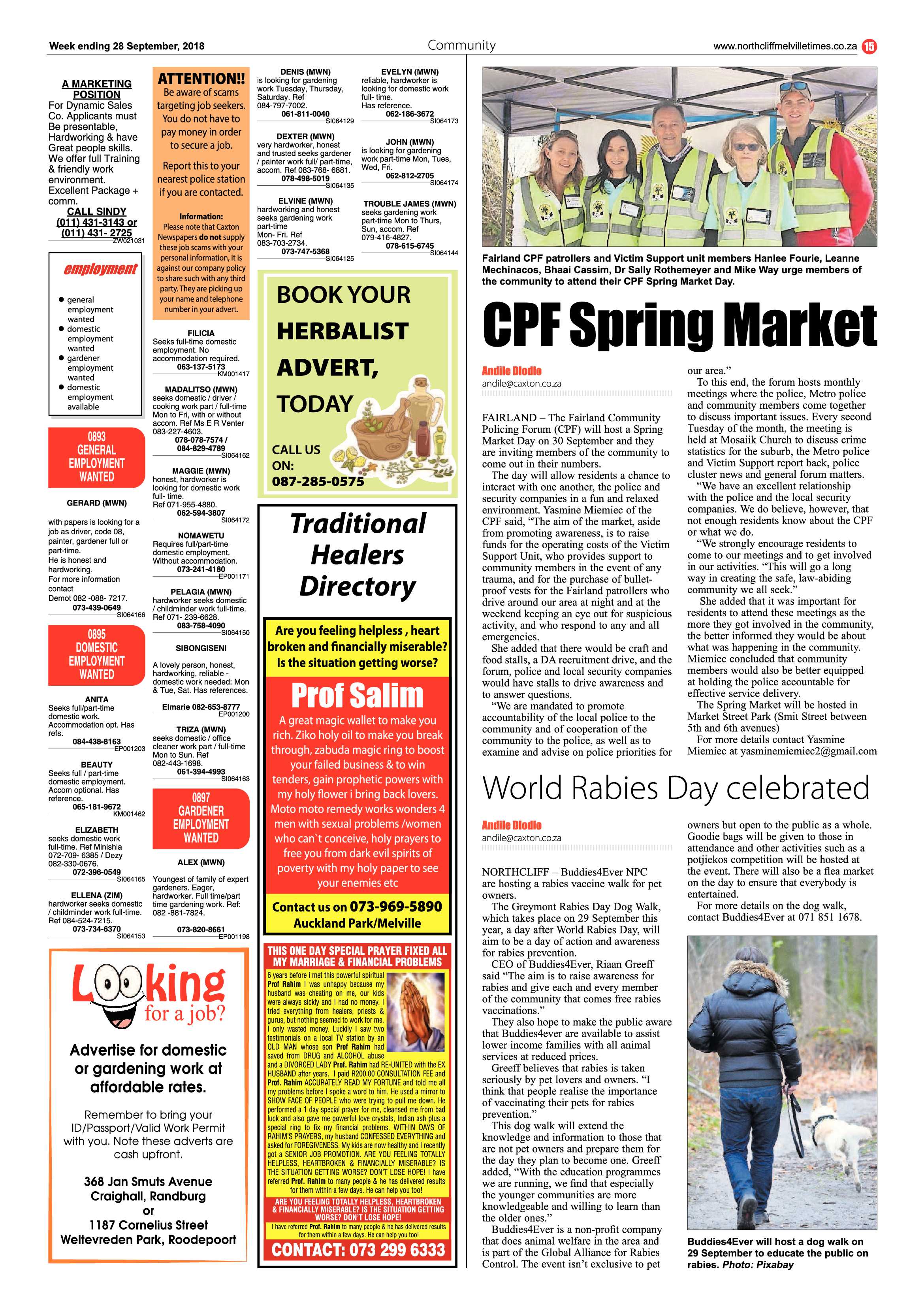 Northcliff Melville Times 28 September 2018 page 15