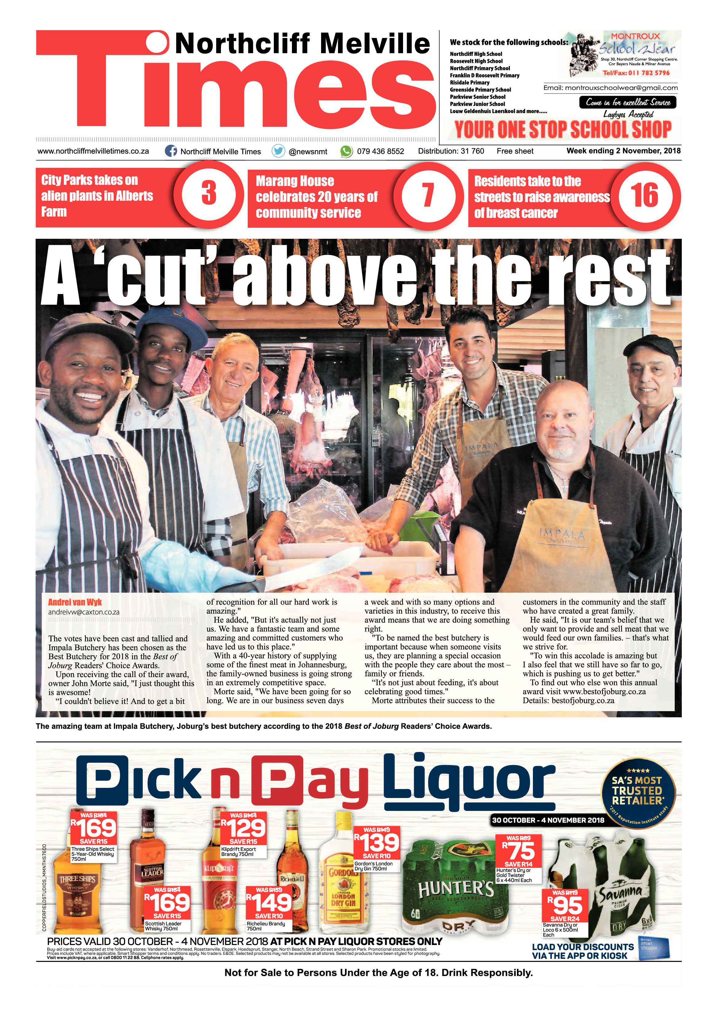 Northcliff Melville Times 2 November 2018 page 1