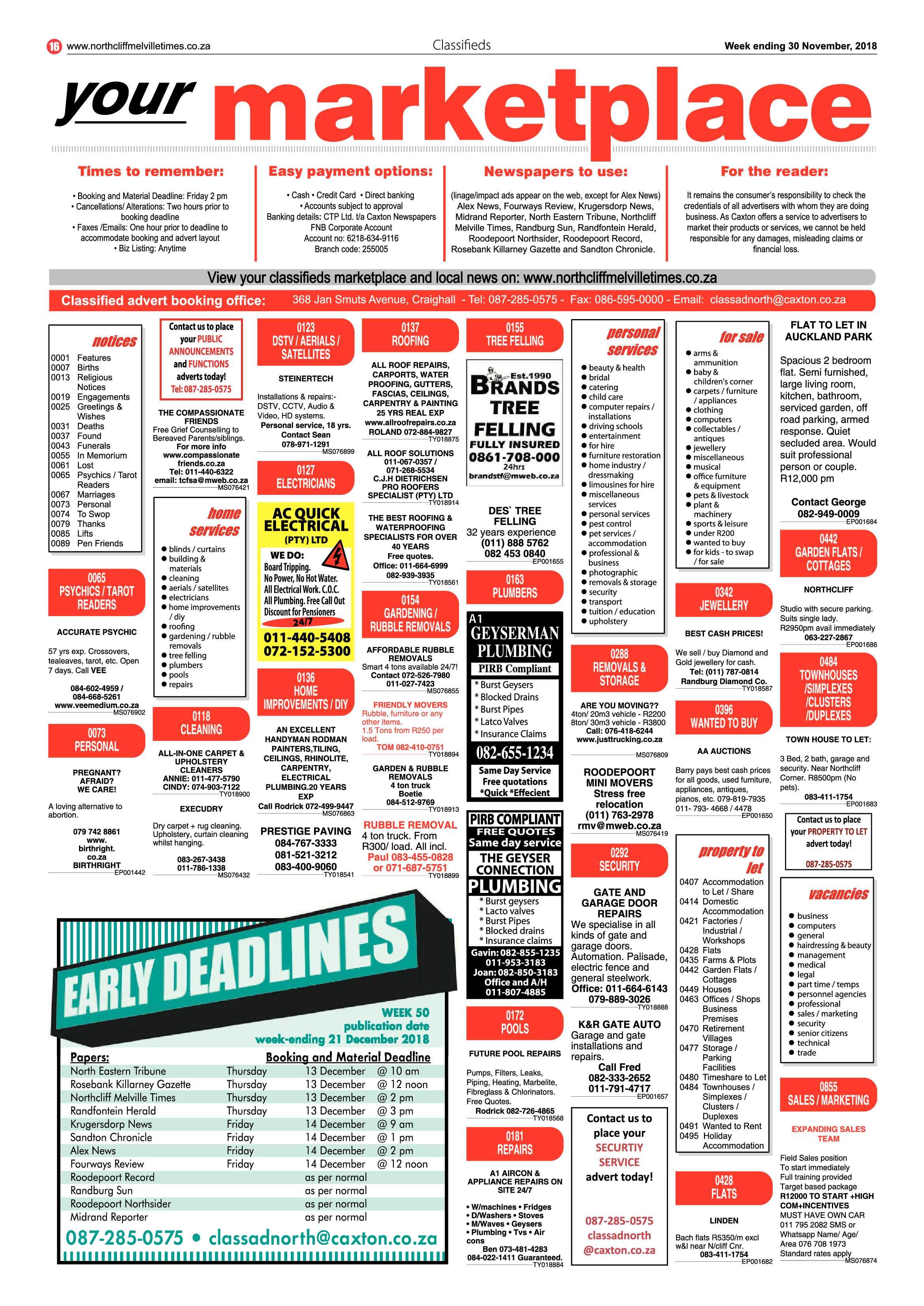 Northcliff Melville Times 30 November 2018 page 16