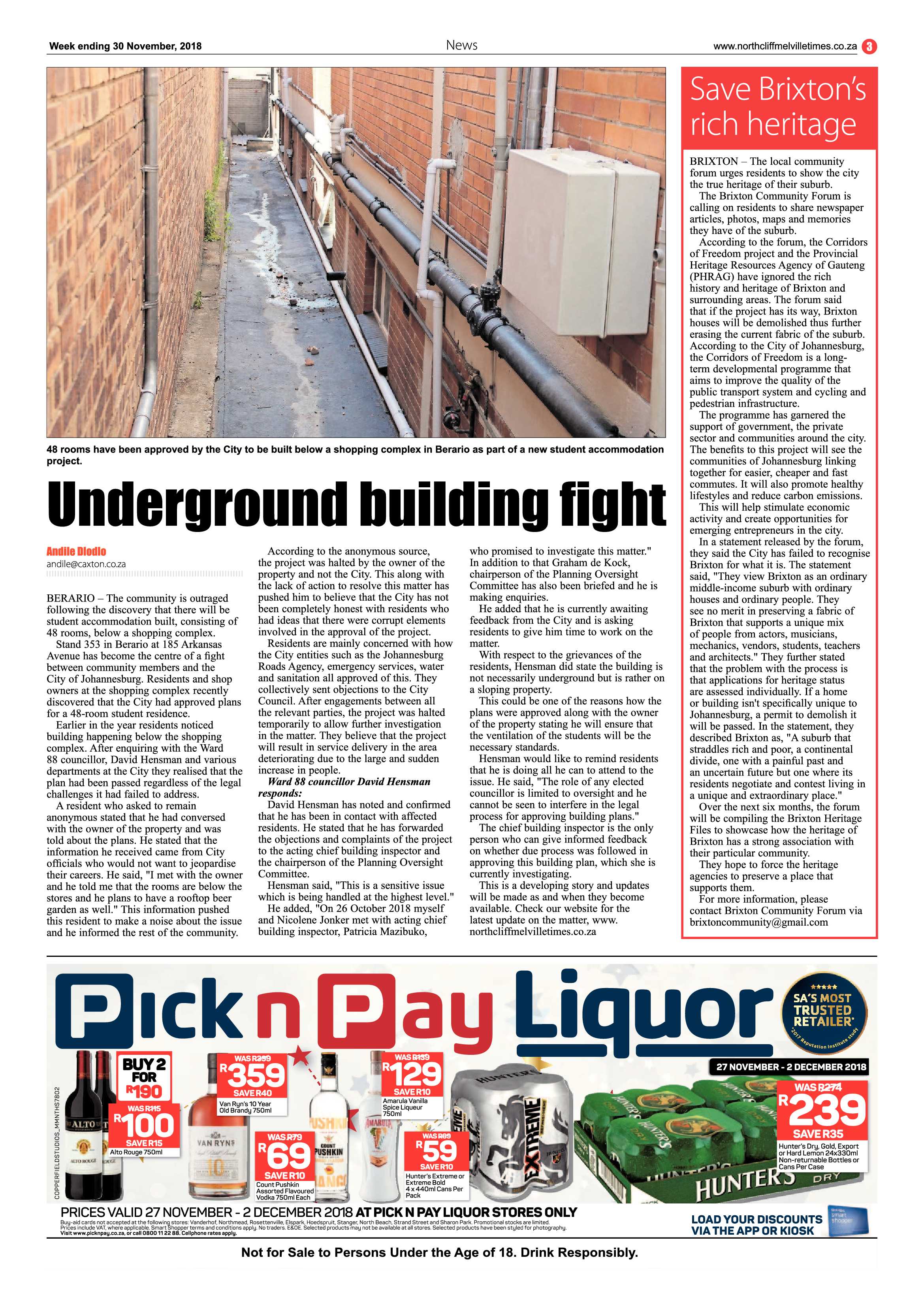 Northcliff Melville Times 30 November 2018 page 3