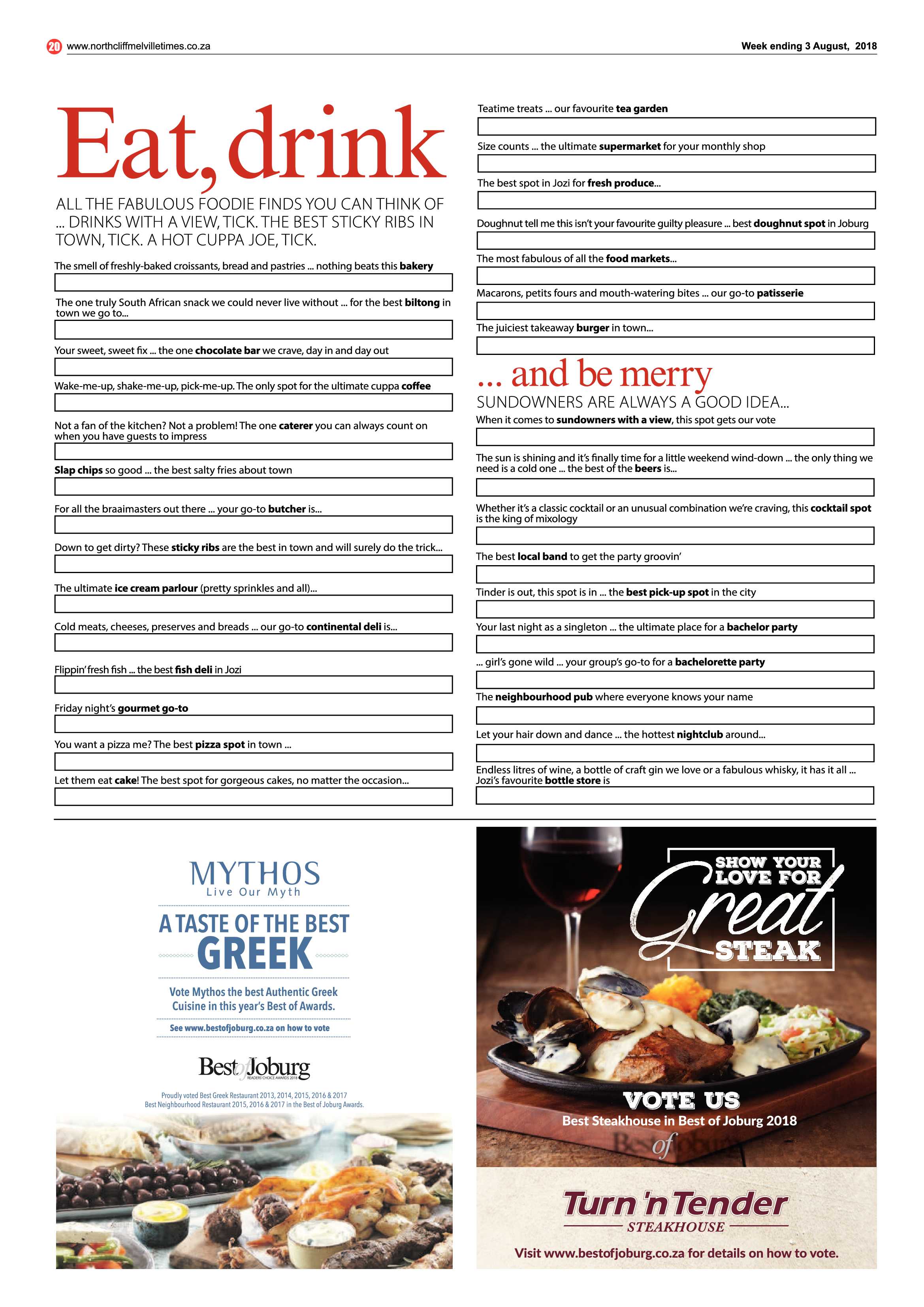 Northcliff Melville Times 3 August 2018 page 20