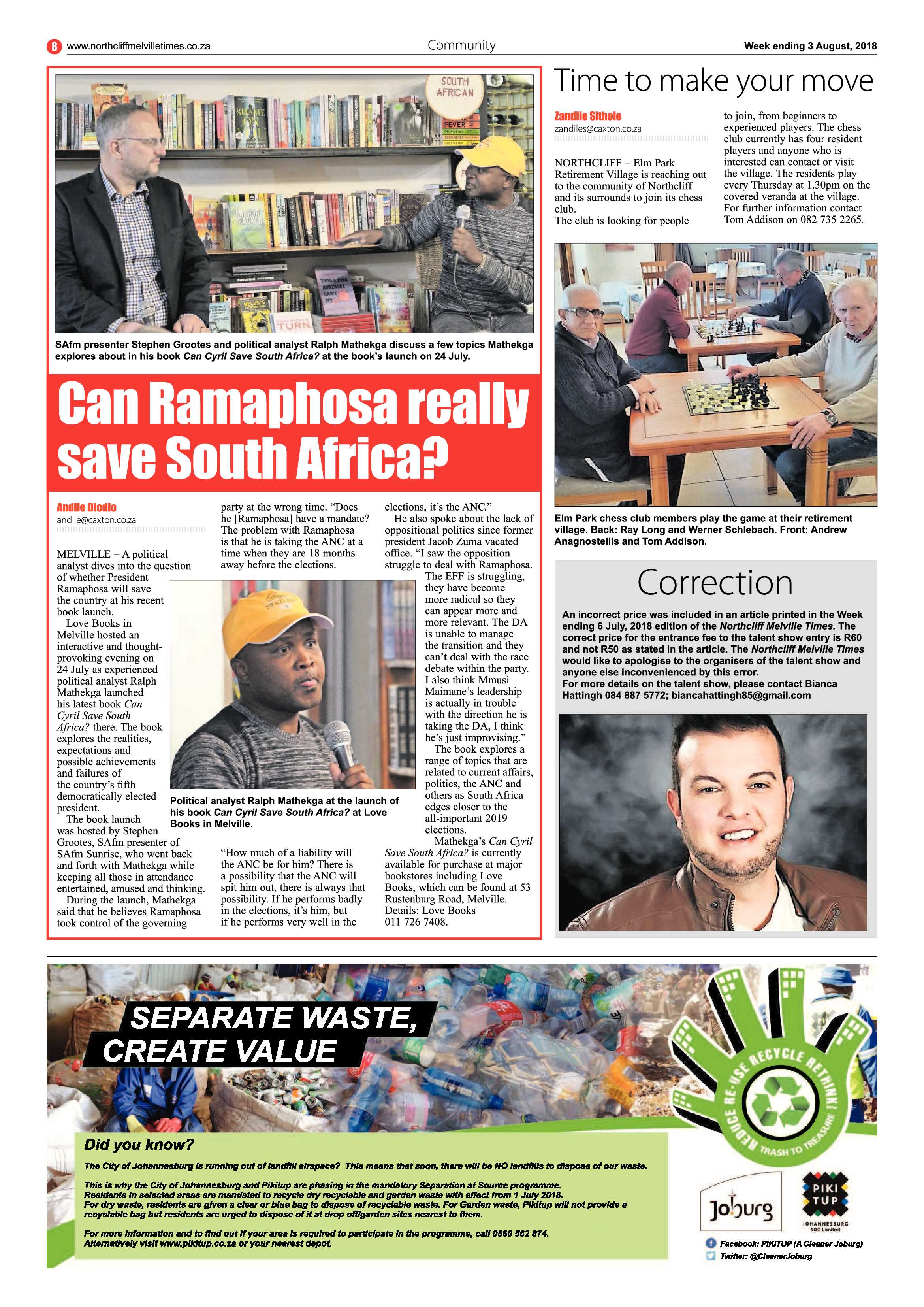 Northcliff Melville Times 3 August 2018 page 8