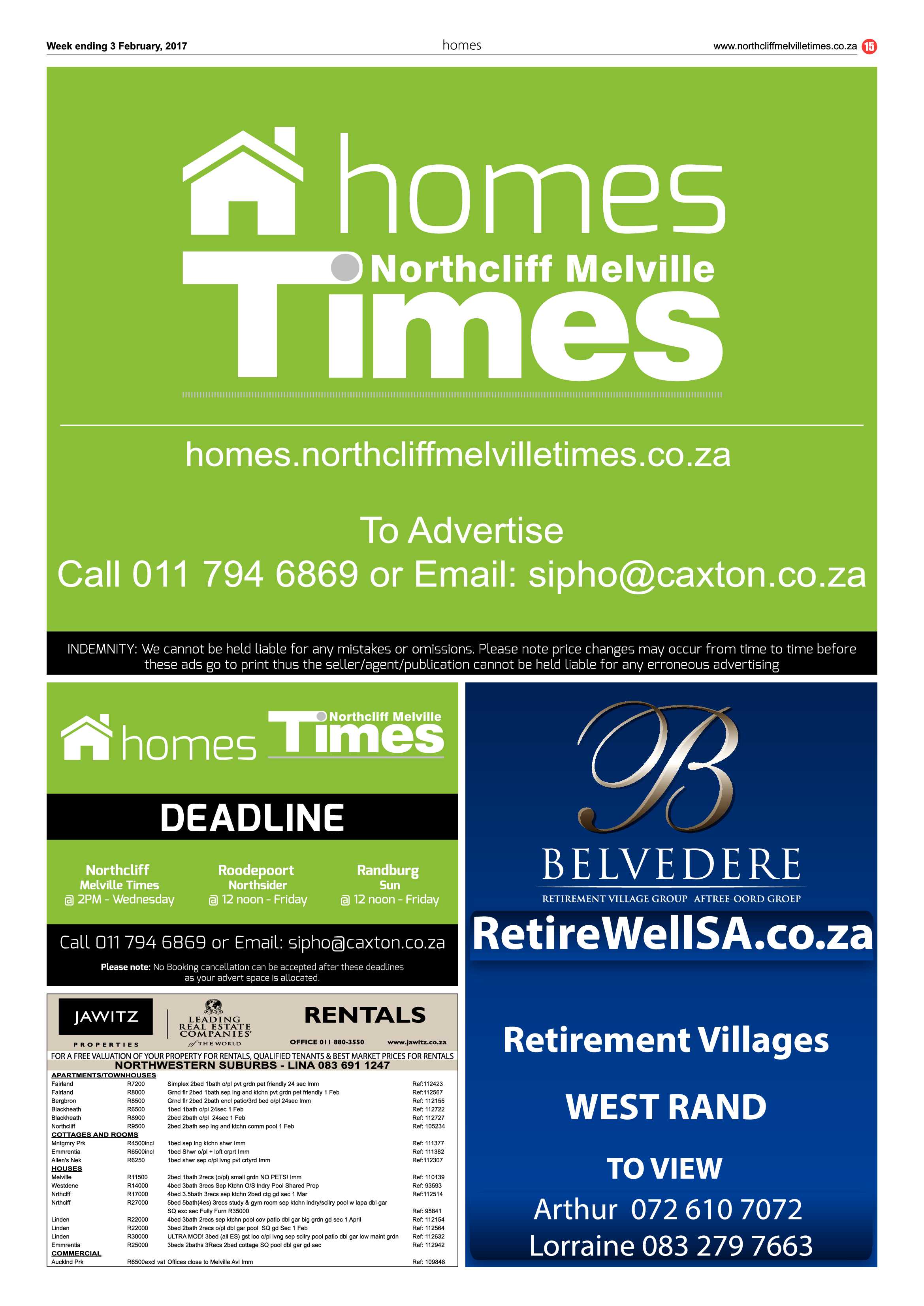 Northcliff Melville Times 3 February, 2017 page 15