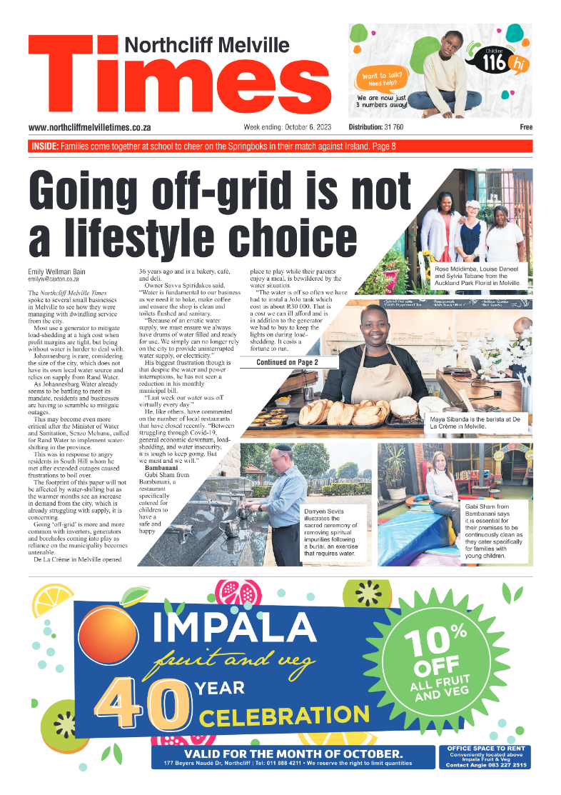 Northcliff Melville Times 3 October 2023 page 1