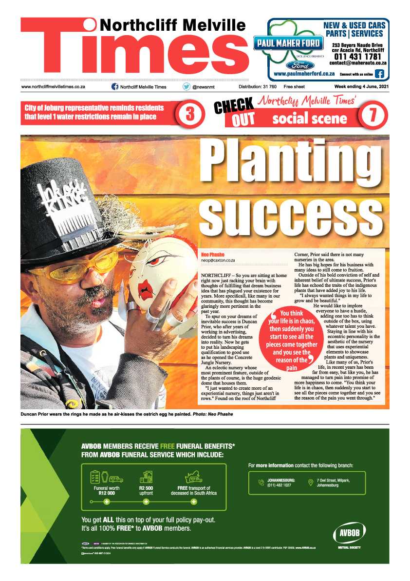 Northcliff Melville Times 4 June 2021 page 1