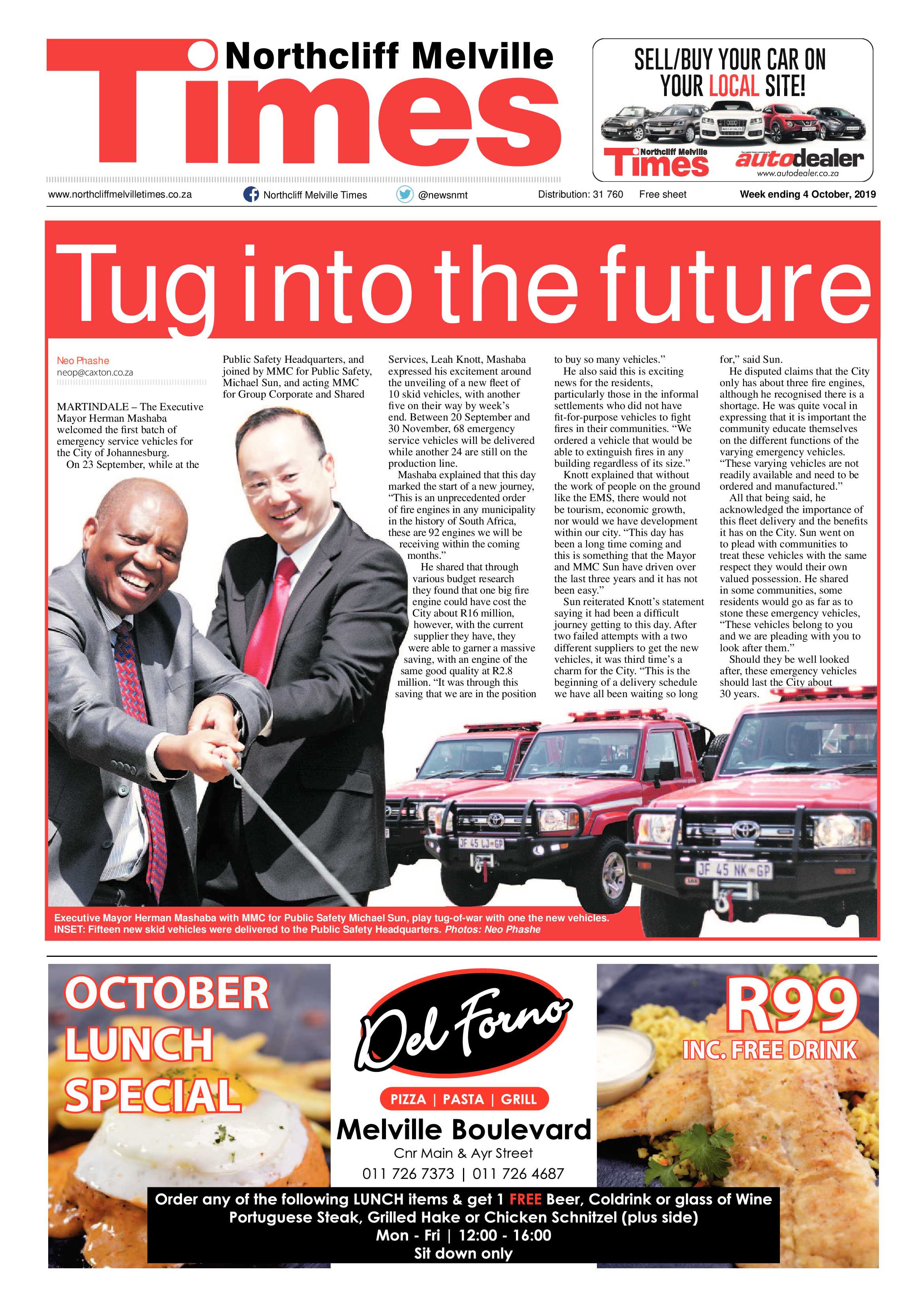 Northcliff Melville Times 4 October, 2019 page 1