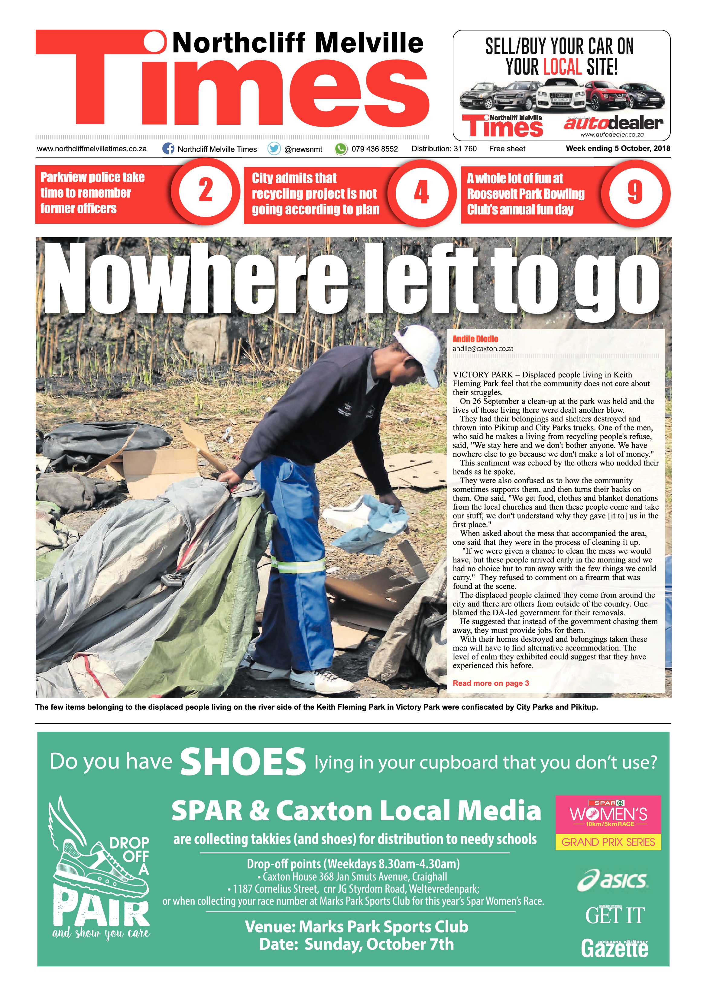 Northcliff Melville Times 5 October 2018 page 1