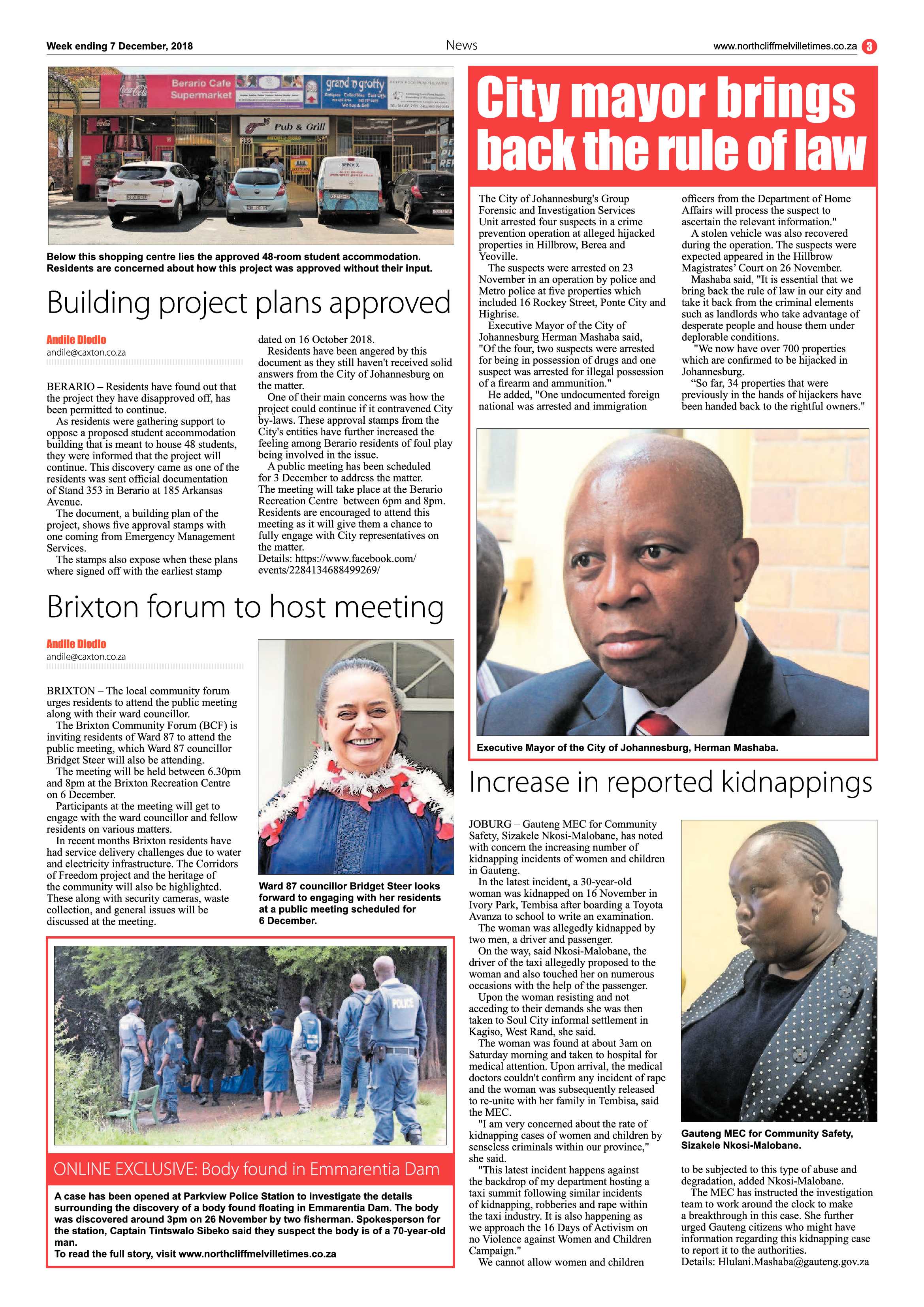 Northcliff Melville Times 7 December 2018 page 3